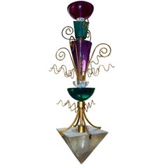 Midcentury Van Teal Colored Lucite Chandelier