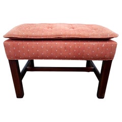 Mid-Century Vanguard Furniture Mahogany and Tufted Upholstered Ottoman Stool