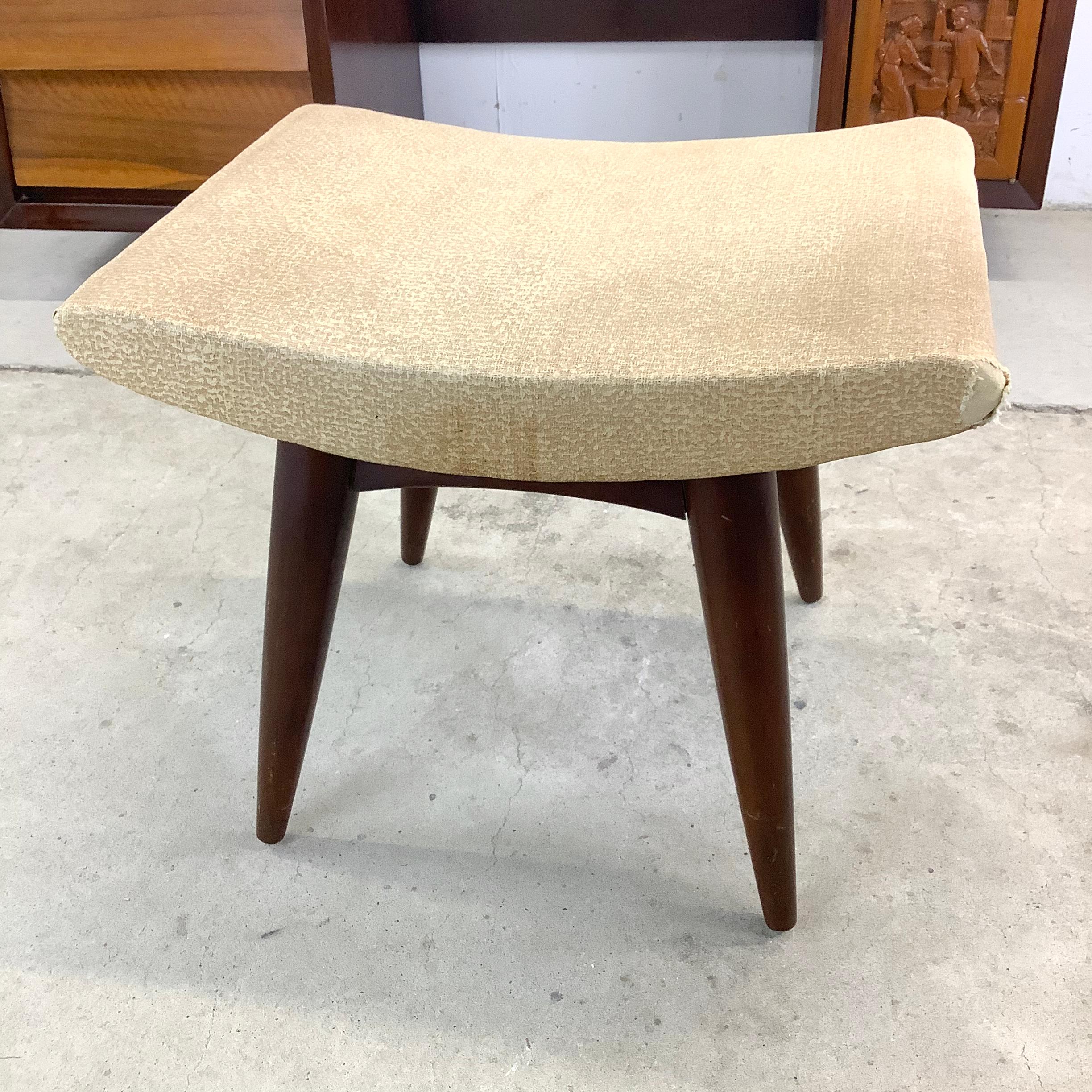 Mid-Century Vanity Table With Dressing Mirror & Stool 7