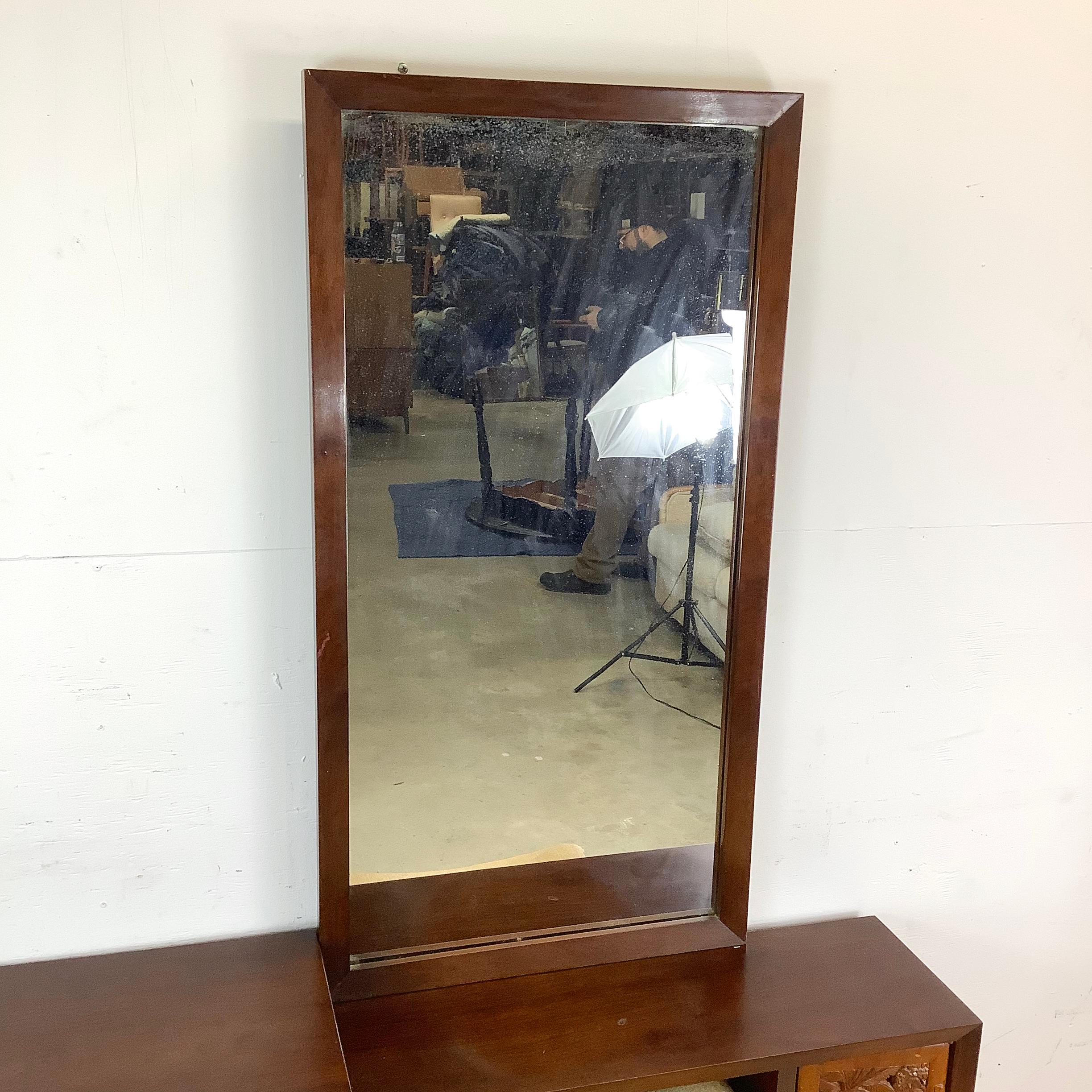 Mid-Century Modern Mid-Century Vanity Table With Dressing Mirror & Stool