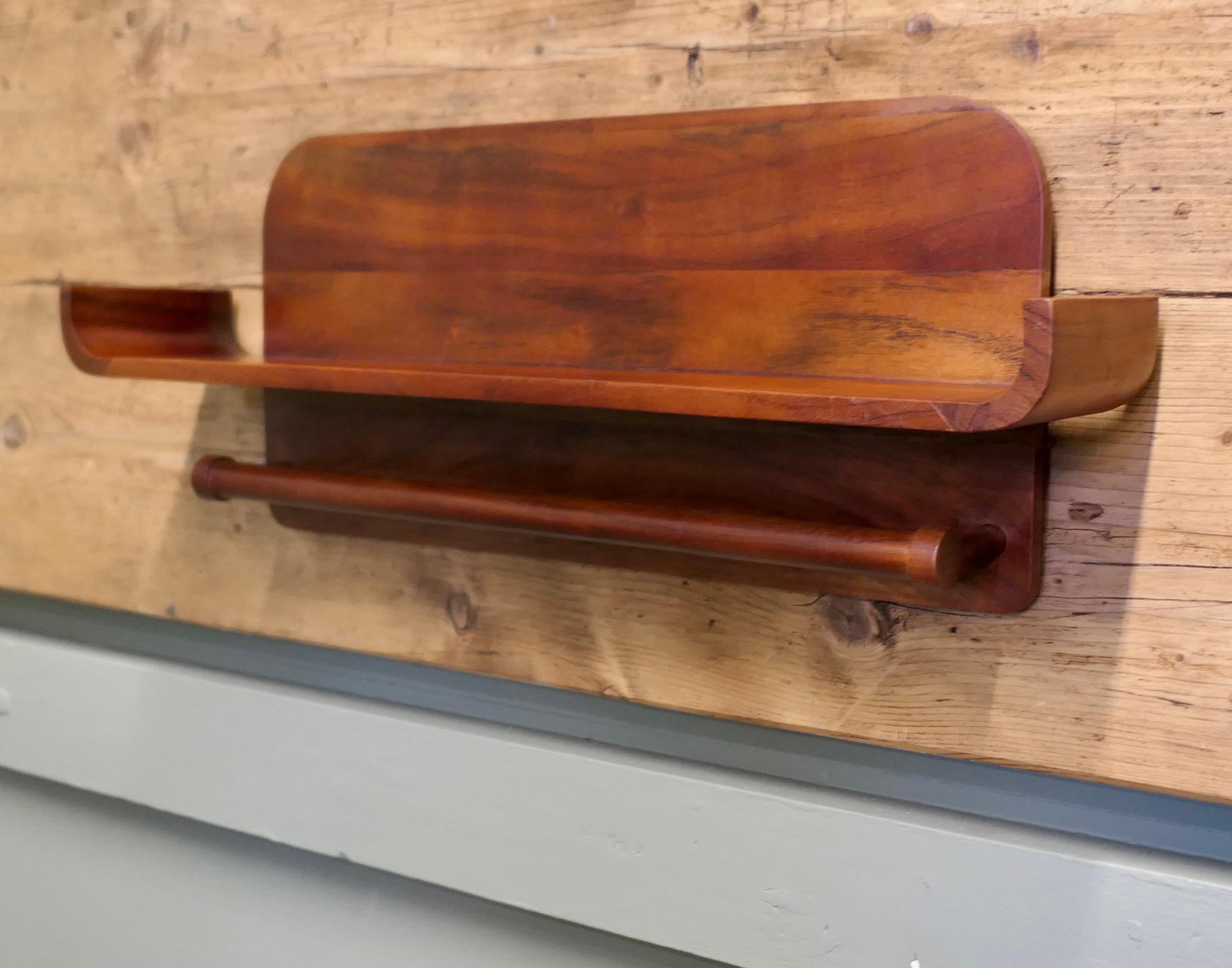 Mid-Century Modern Mid Century Vanity Wall Shelf with Rail  A very stylish and useful piece