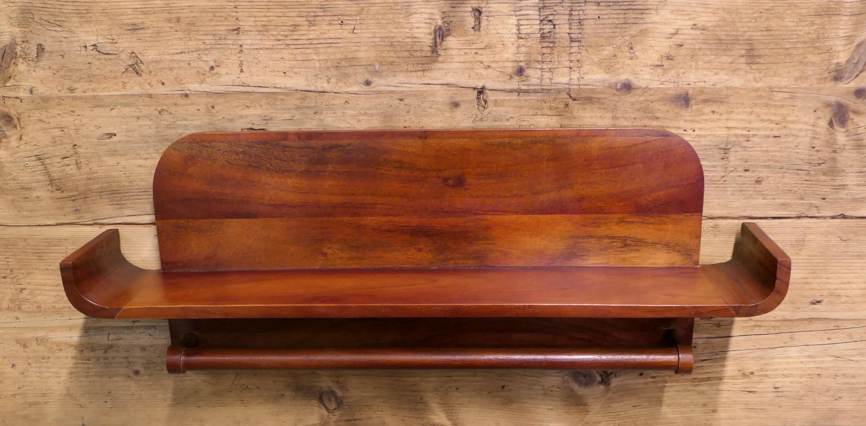 Teak Mid Century Vanity Wall Shelf with Rail  A very stylish and useful piece