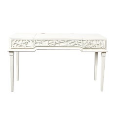 Mid-Century Vanity/Writing Desk w/ Carved Bamboo Motif Signed James Mont