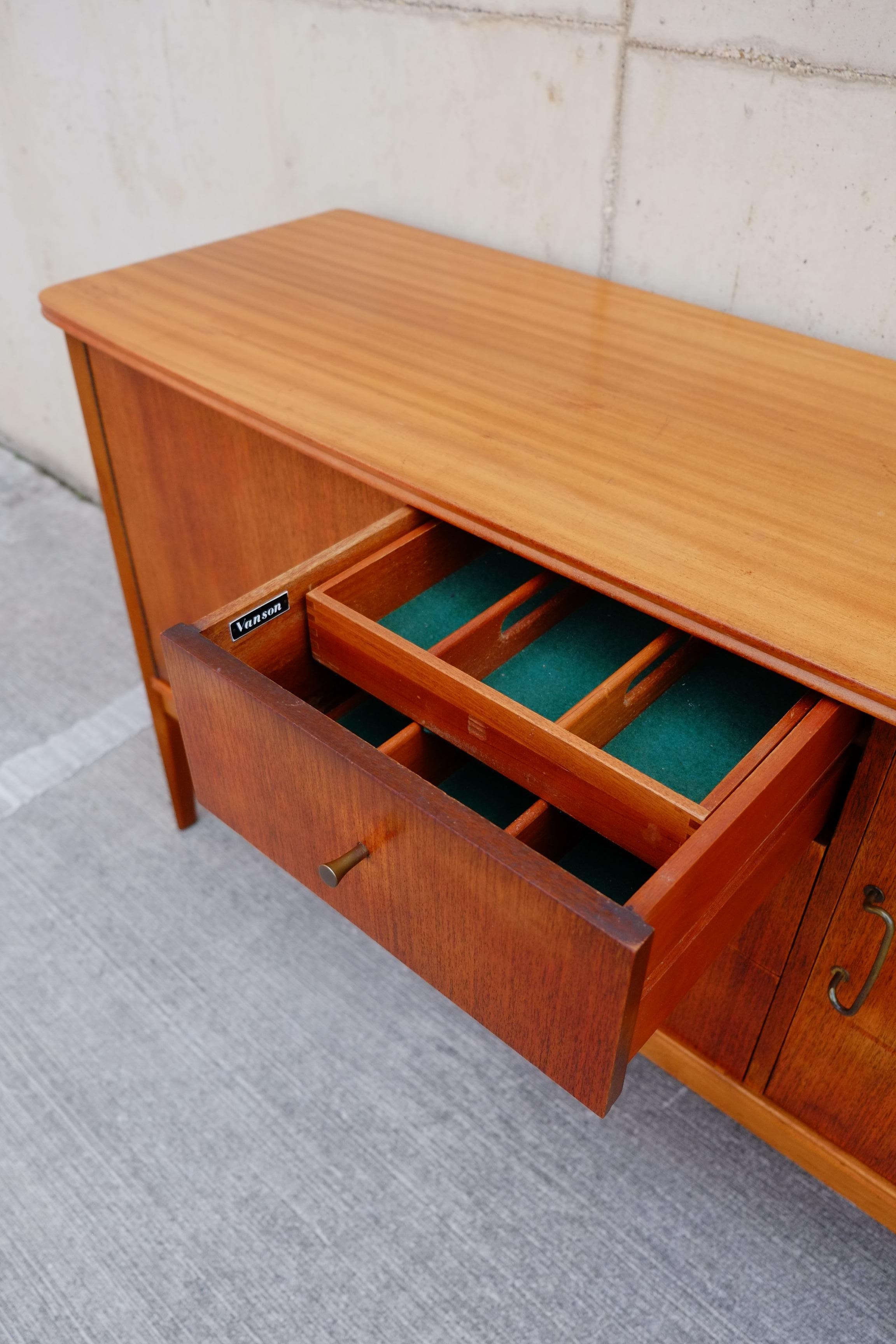 Art Deco MId Century Vanson Sideboard Credenza England c1960 For Sale