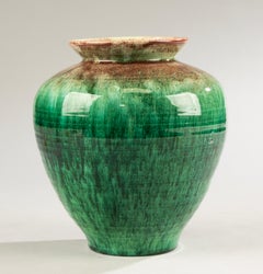 Mid-Century Vase - Accolay - Ceramic - Green Drip Glaze