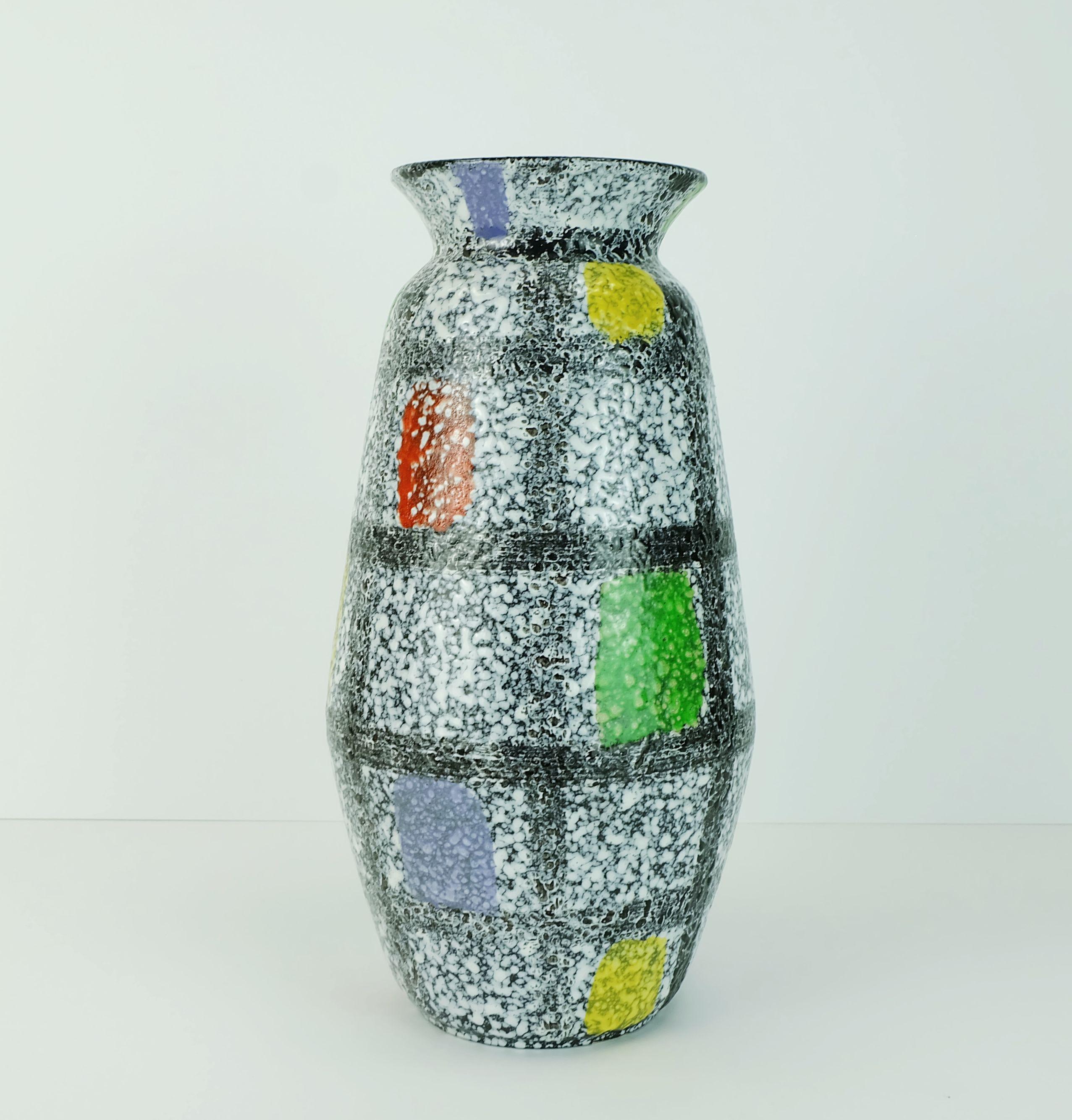 Mid-Century moderno VASO di metà secolo con decoro Bay Keramik 'Teheran' Bodo Mans modello 608-30 inizio anni '60 in vendita