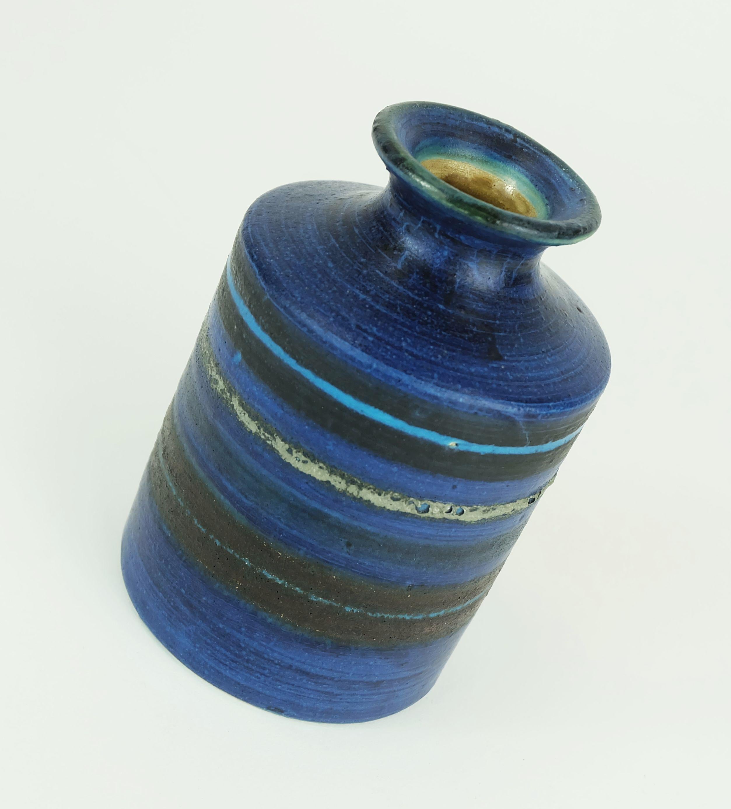 Italiano VASO di metà secolo Bruno Gambone - Studio Pottery - decoro a righe in vendita