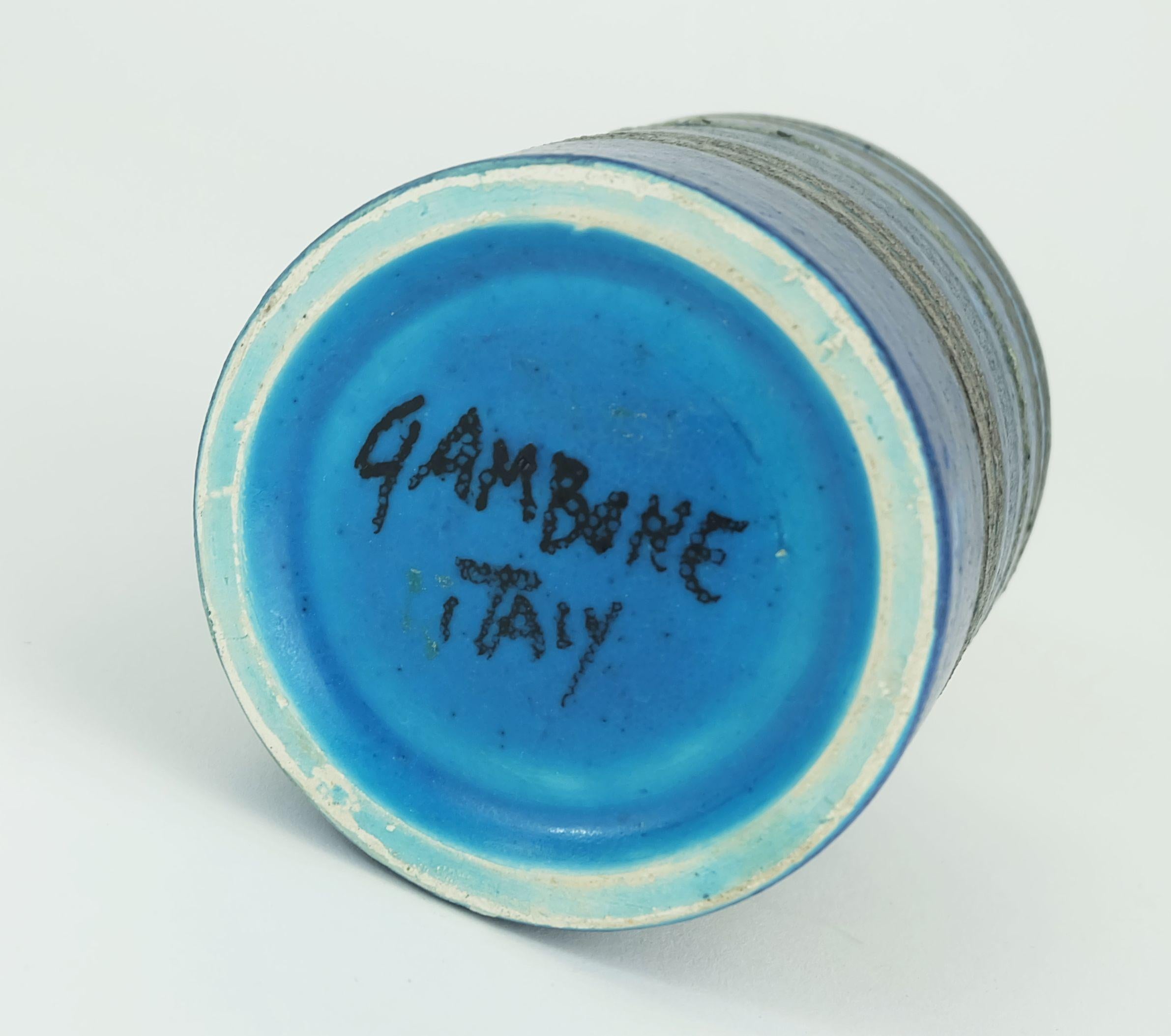 VASO di metà secolo Bruno Gambone - Studio Pottery - decoro a righe in vendita 2