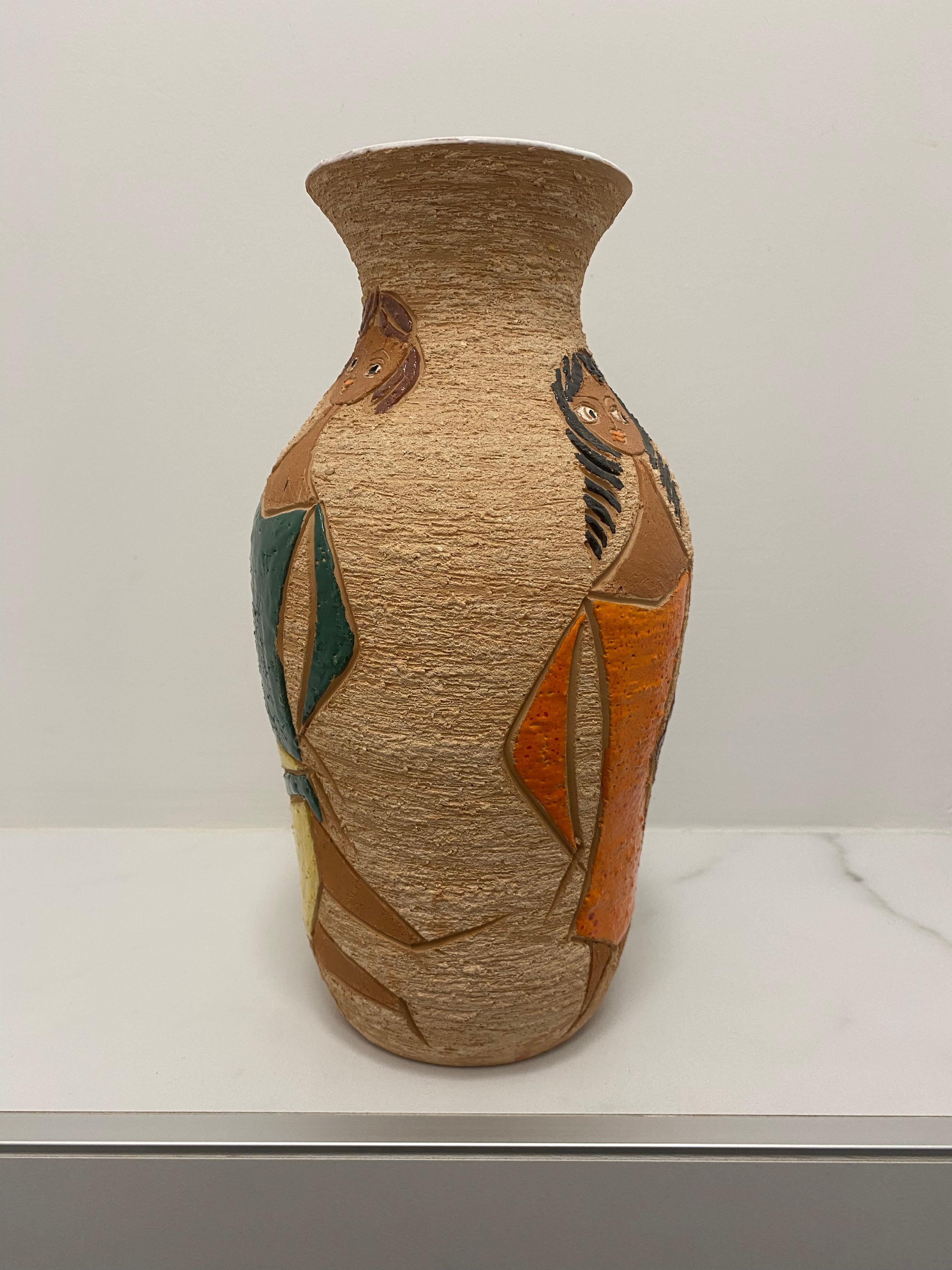 Hand-Painted Mid-Century Vase by Fratelli Fanciullacci Italy For Sale