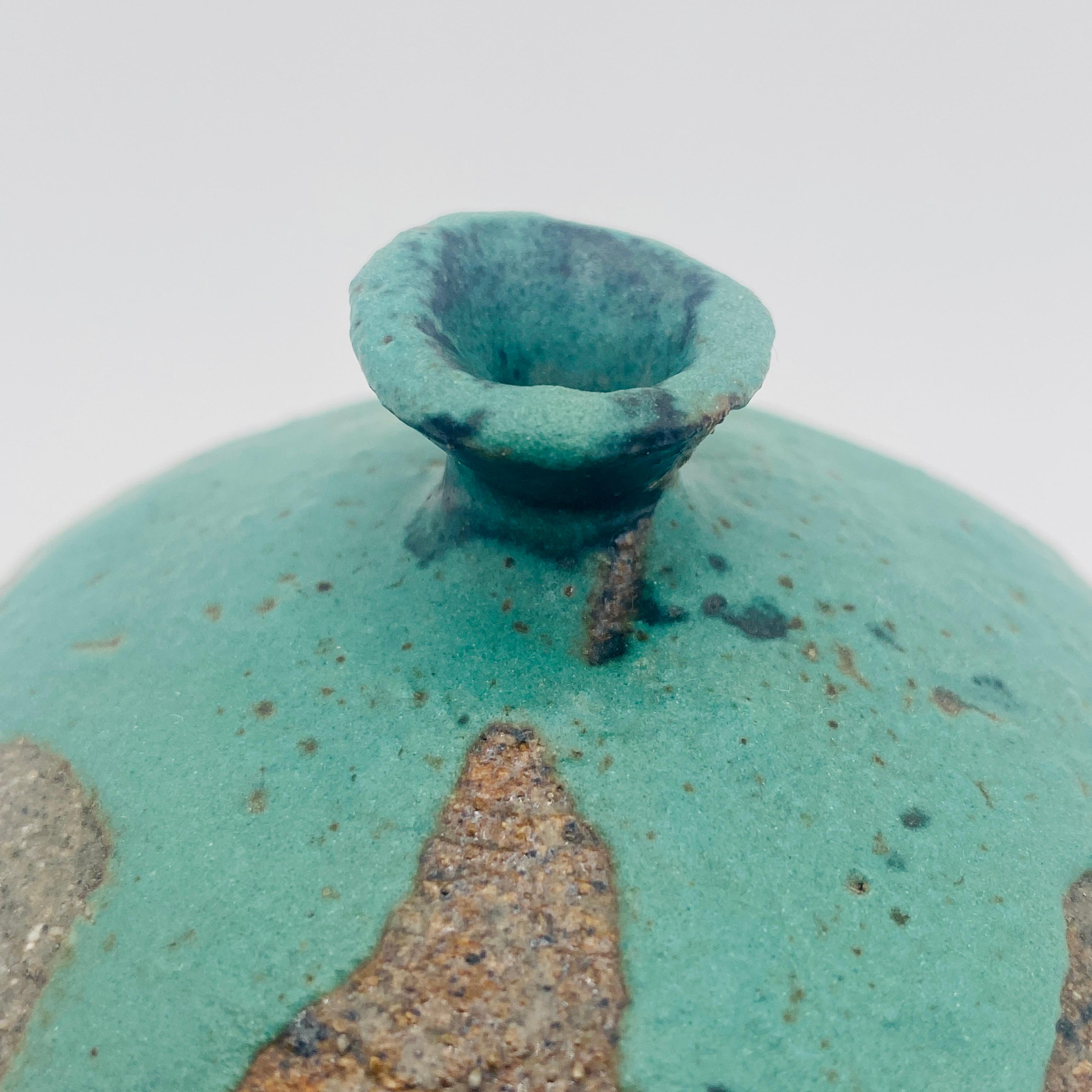 Glazed Mid Century Vase California Studio Pottery Weed Pot Signed Molen For Sale