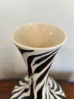 Mid Century Zebra Vase Ceramic Glaze