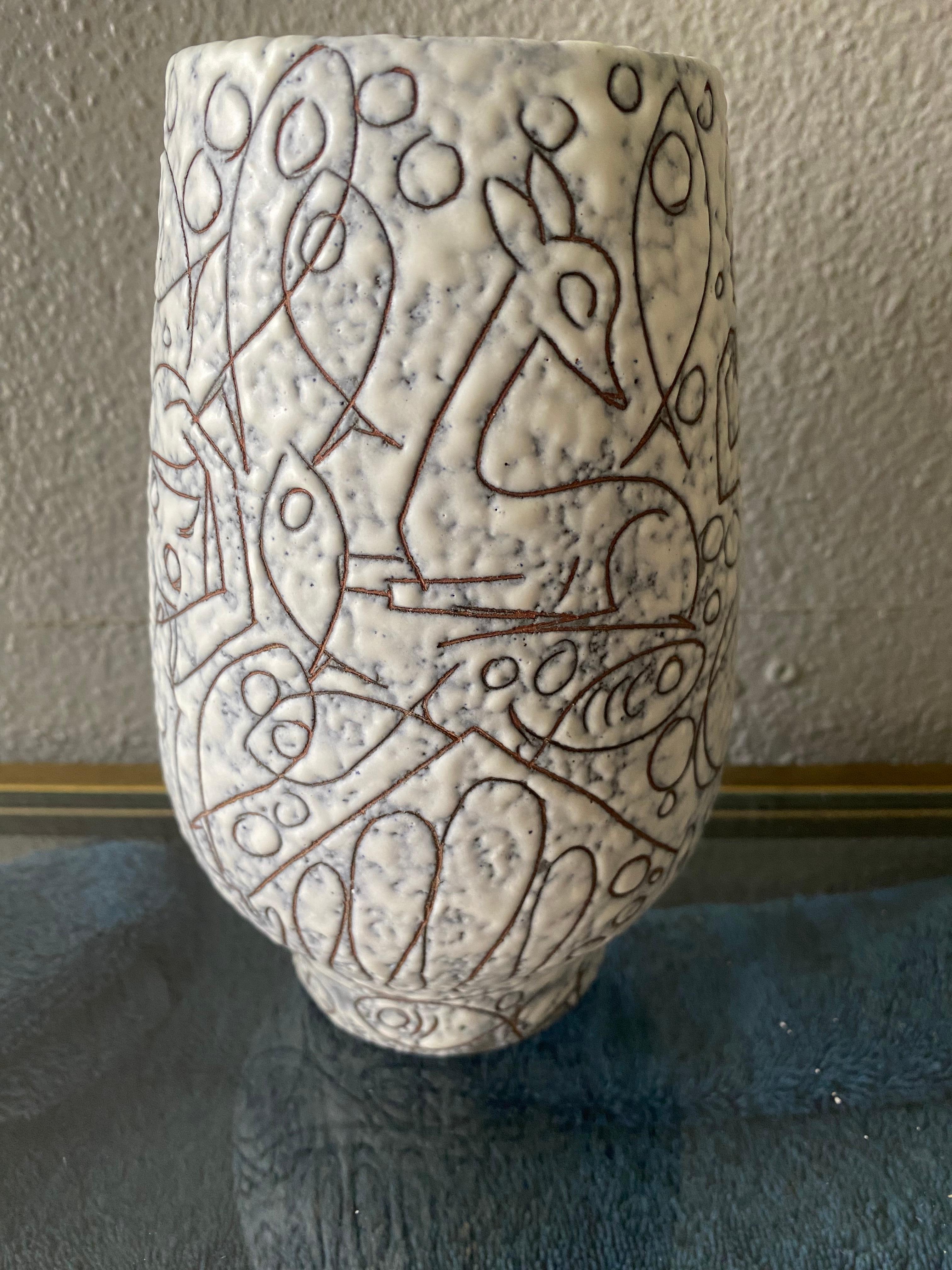 Mid-Century moderno Vaso decorativo Filigran di metà secolo di Adele Bolz per Ruscha Keramik in vendita