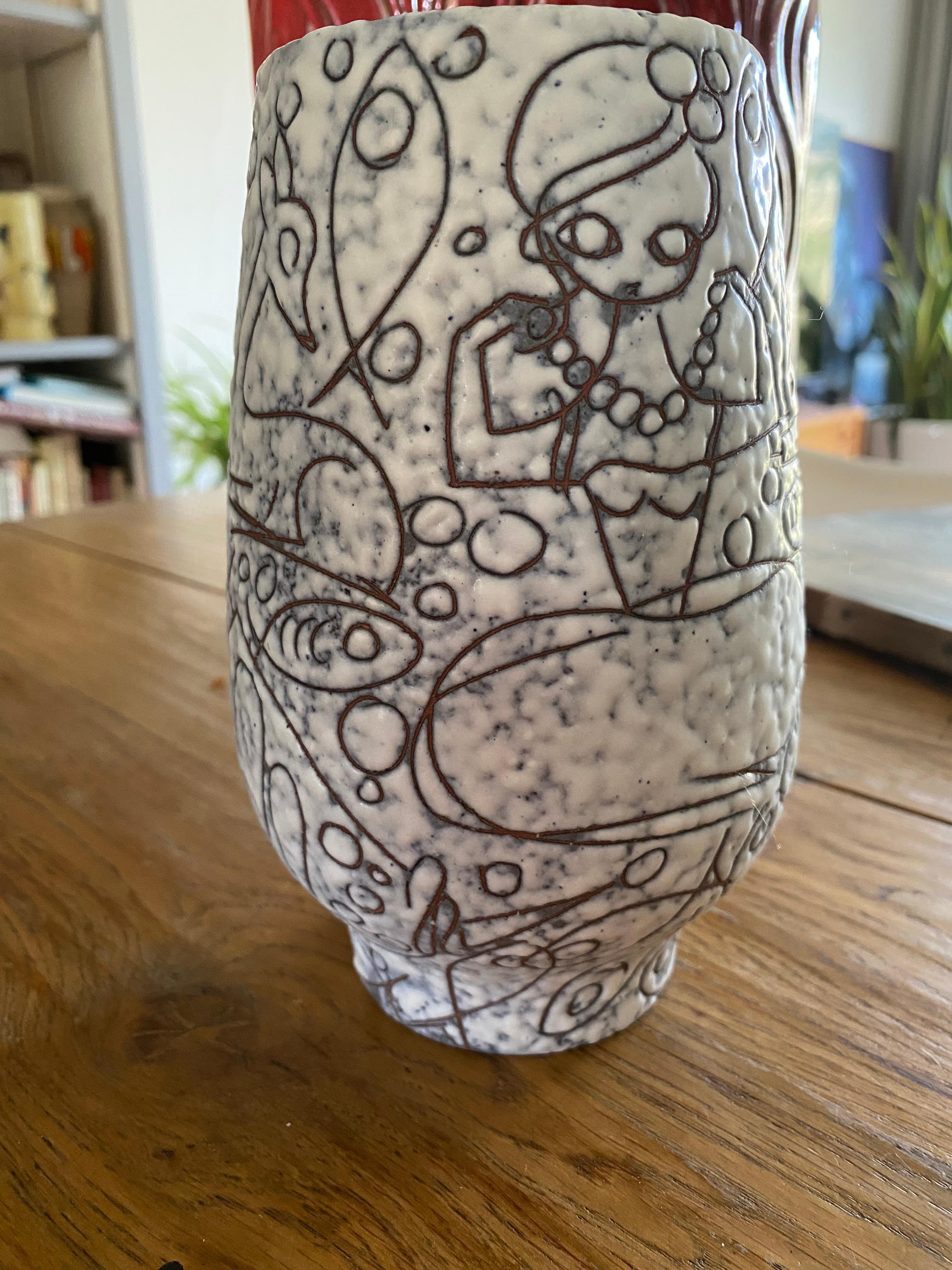 Vase décoratif filigrane du milieu du siècle dernier d'Adele Bolz pour Ruscha Keramik Bon état - En vente à Waddinxveen, ZH