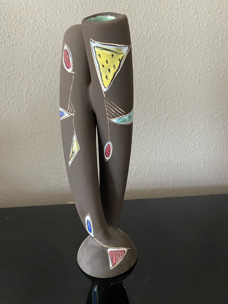 Hand-Painted Mid-Century Vase Germany Fat Lava For Sale