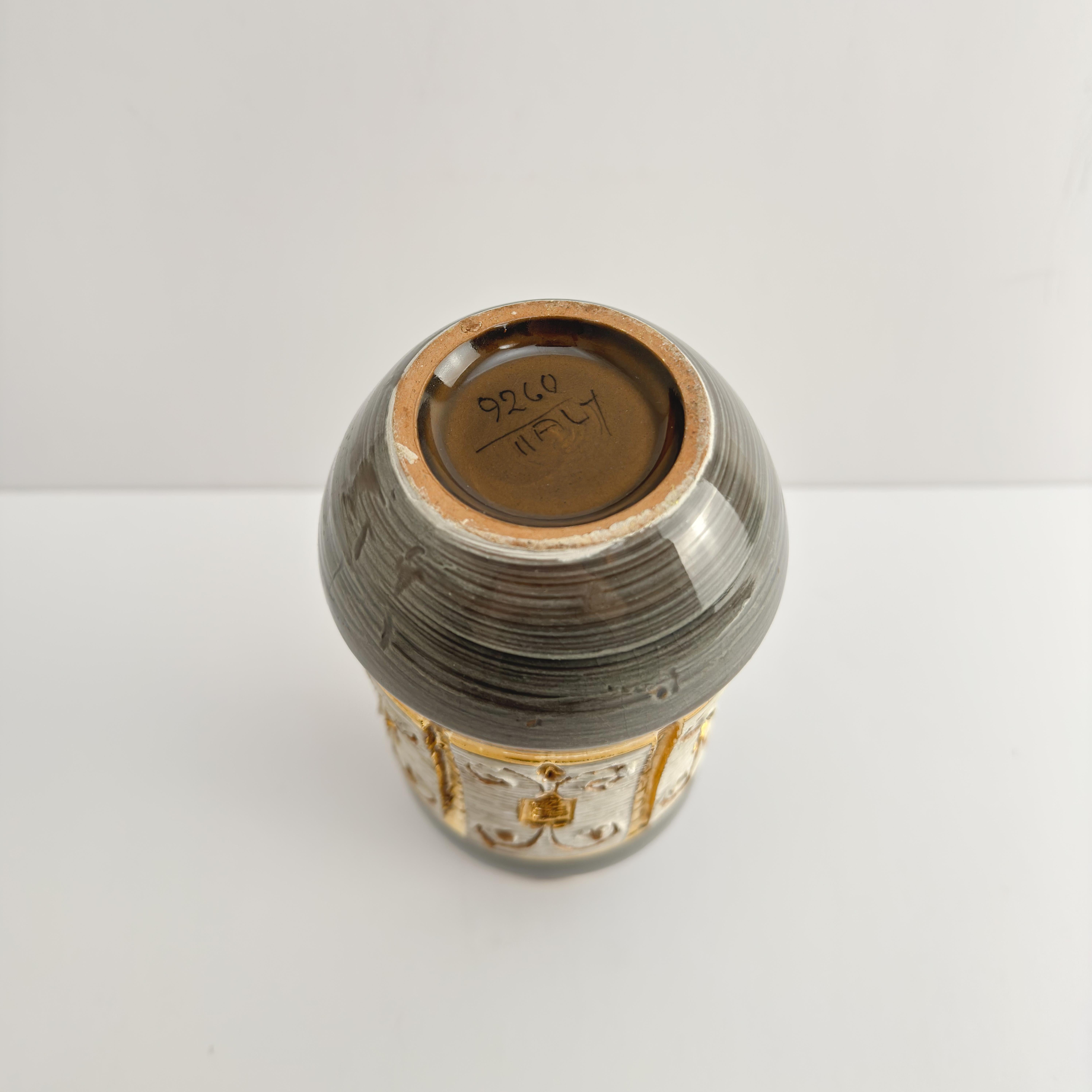 XX secolo Fratelli Fanciullacci Piccolo vaso in ceramica sgraffita grigia e oro, anni '50 Italia in vendita