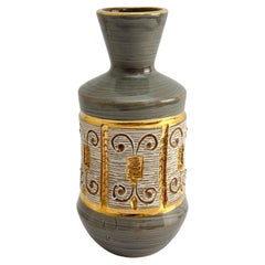 Fratelli Fanciullacci Piccolo vaso in ceramica sgraffita grigia e oro, anni '50 Italia