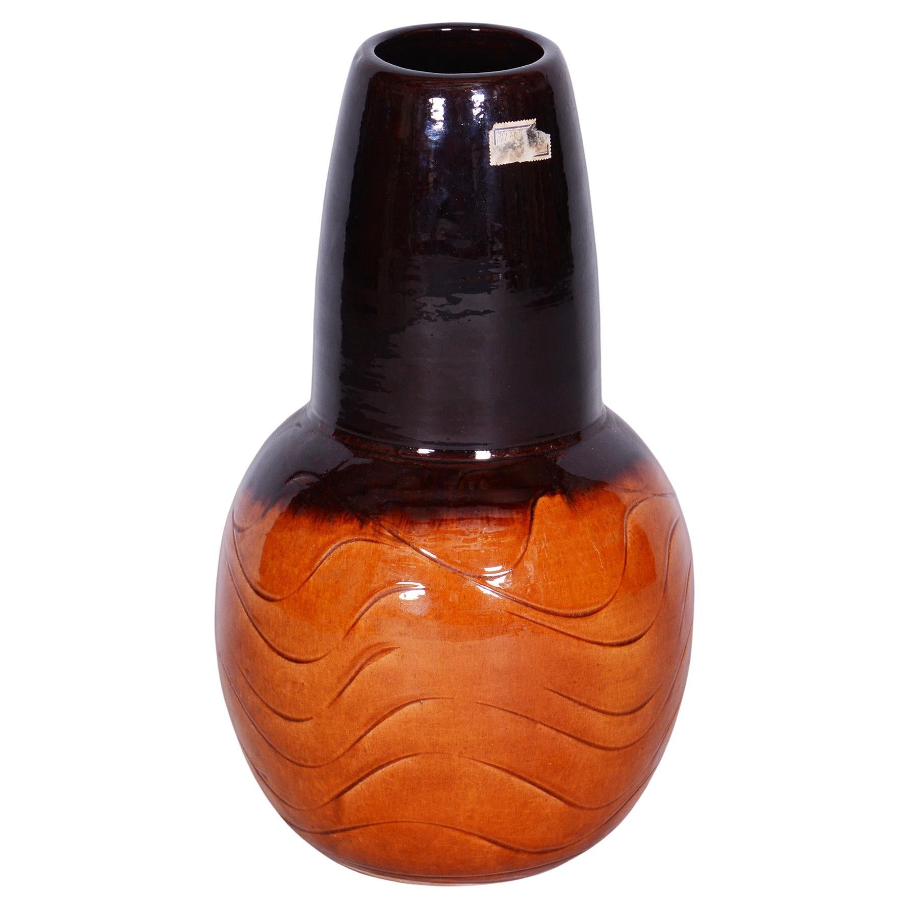 Mid-Century Vase, Glazed Ceramics, Well-Preserved Condition, Czechia, 1950s For Sale