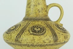 mid century VASE jasba model 1648 20 relief decor yellow and brown glaze 1960s
