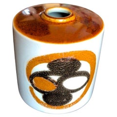 Mid Century Vase or Ink Pot in Ochre by Ellen Malmer, Danish Fayence