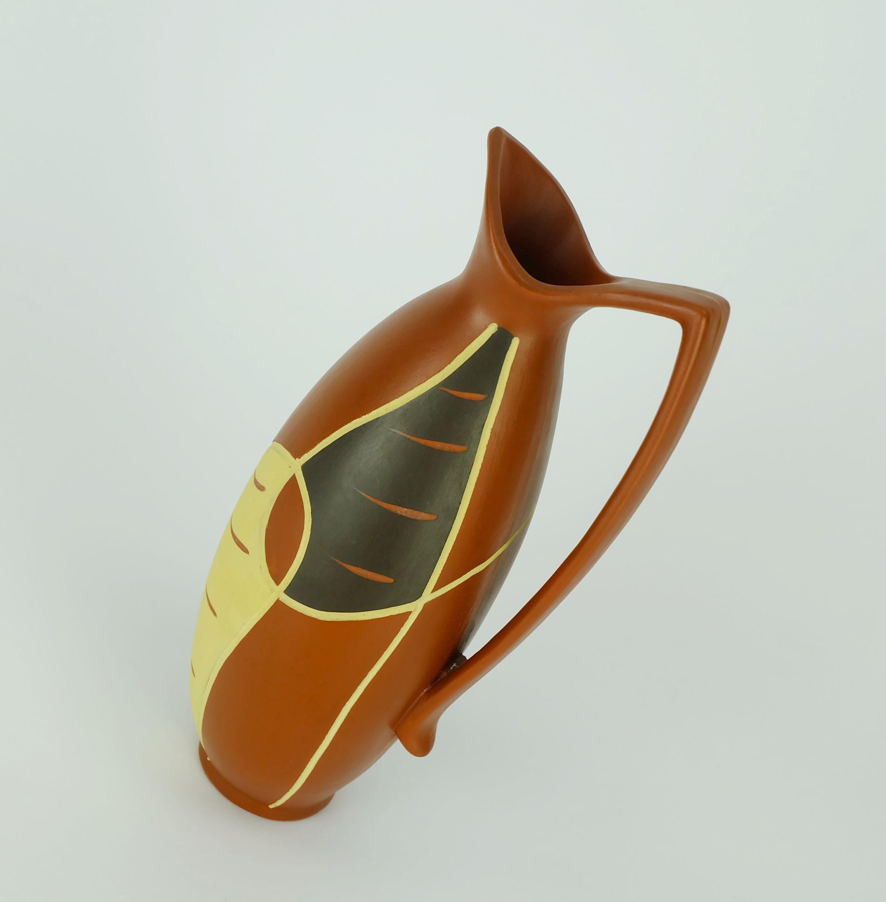 Tedesco Vaso di metà secolo sawa keramik 1950 forma organica e decoro modello 320-20 in vendita