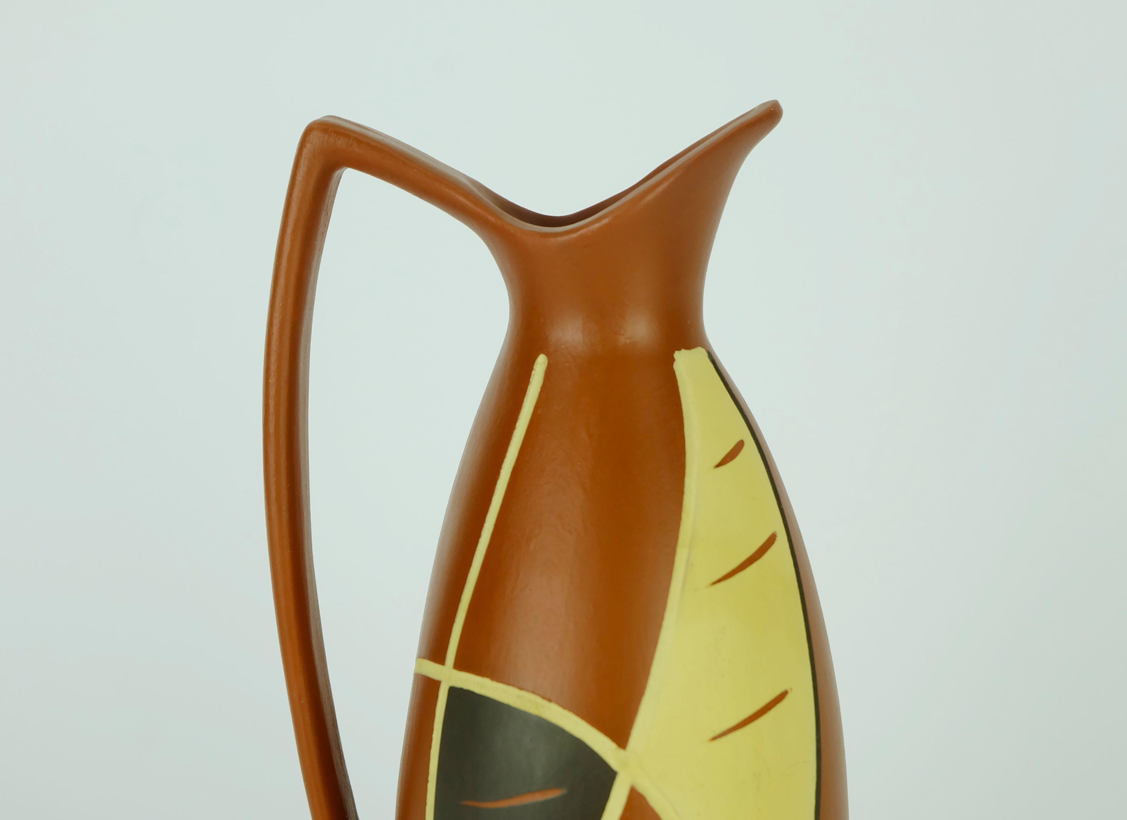 Ceramica Vaso di metà secolo sawa keramik 1950 forma organica e decoro modello 320-20 in vendita