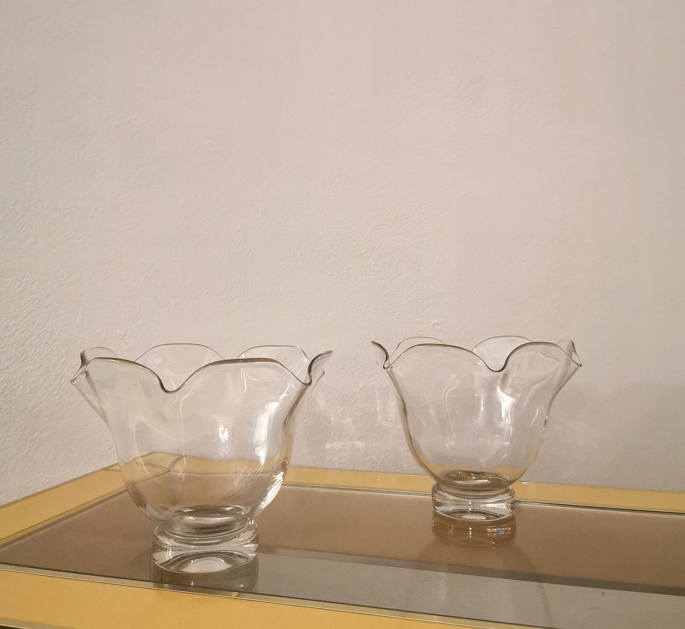Mid-Century Modern Vases du milieu du siècle en verre soufflé de Murano Maestri Muranesi Italie 1950 Ensemble de 2 en vente
