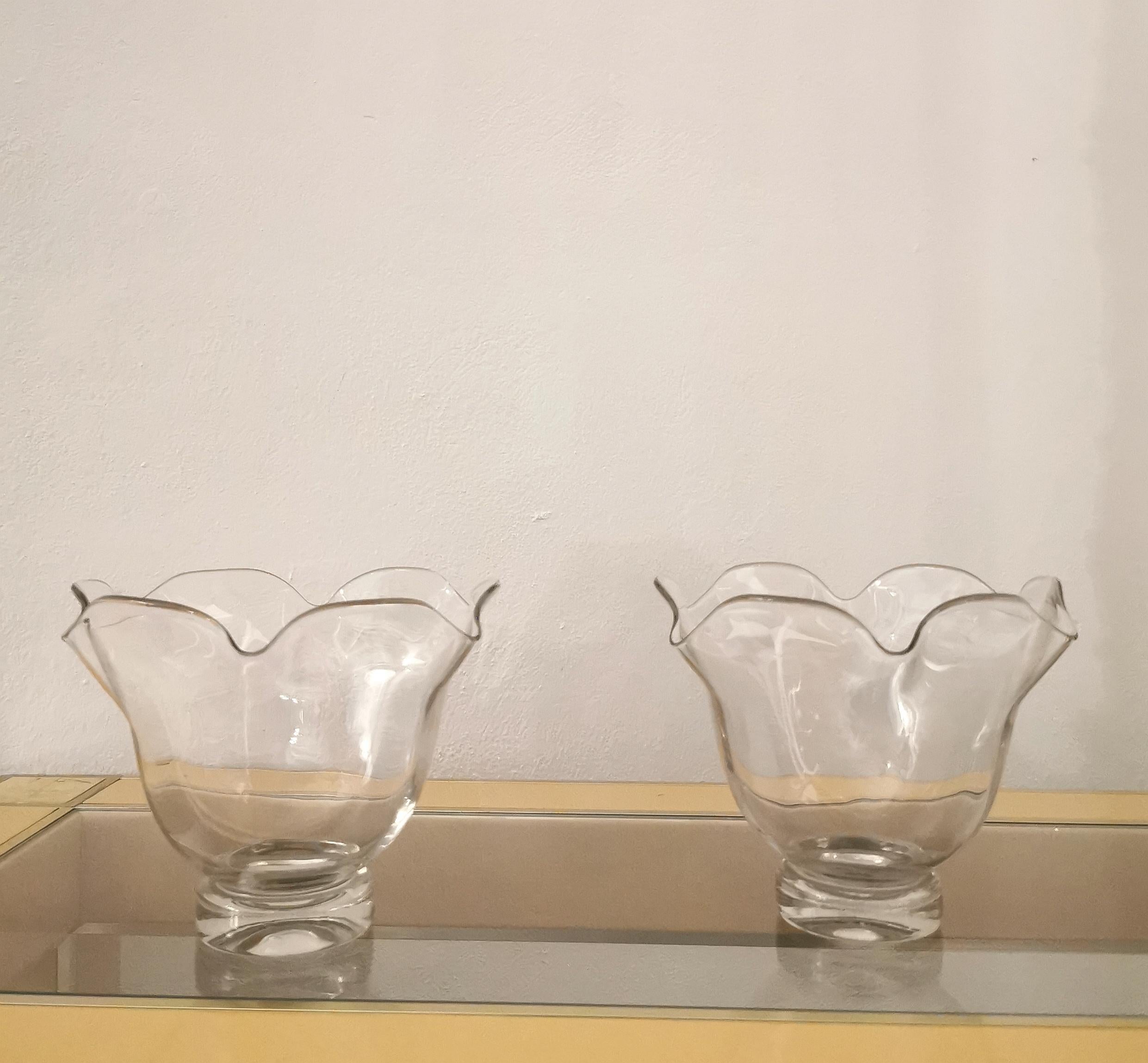 italien Vases du milieu du siècle en verre soufflé de Murano Maestri Muranesi Italie 1950 Ensemble de 2 en vente