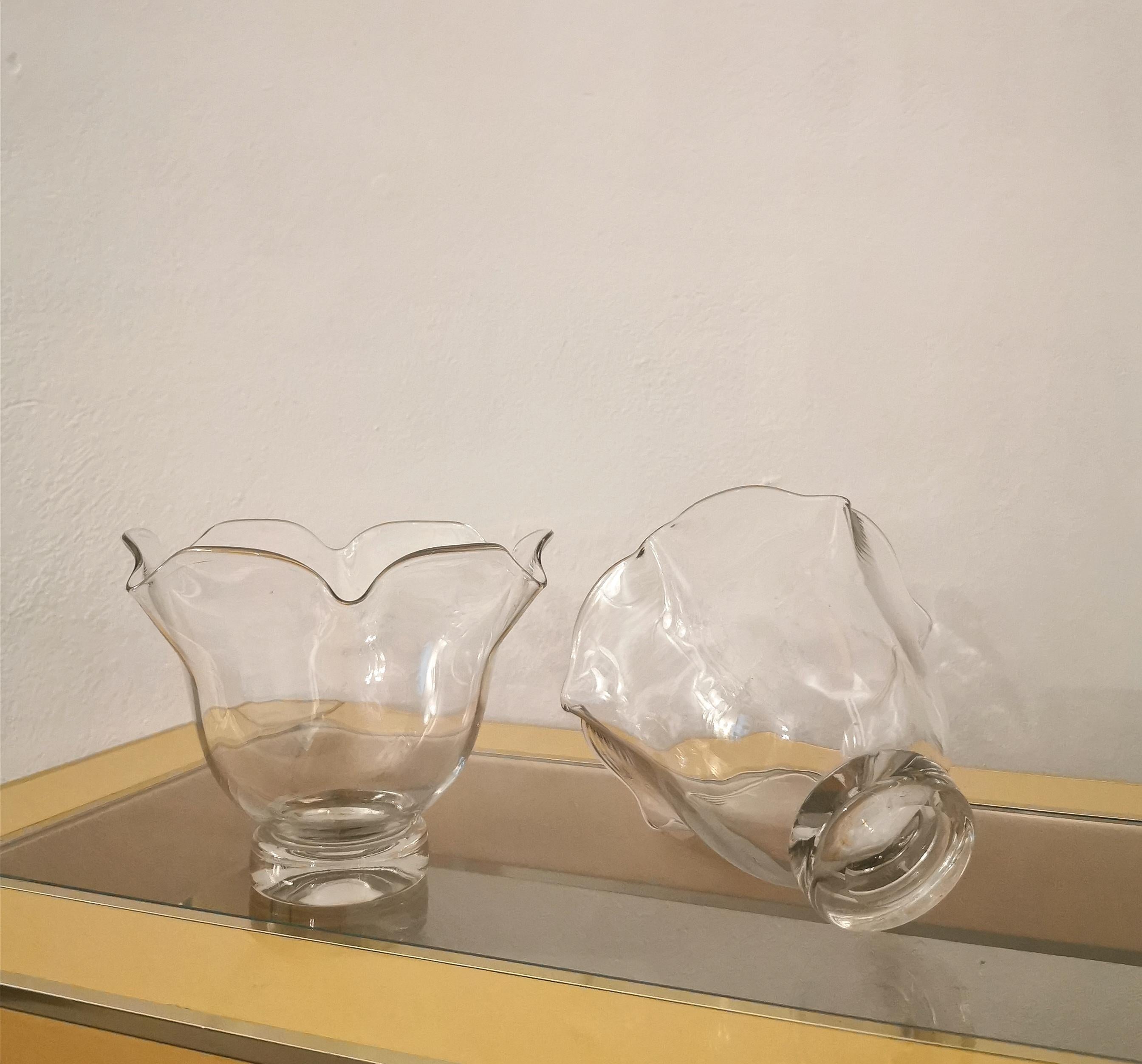 20ième siècle Vases du milieu du siècle en verre soufflé de Murano Maestri Muranesi Italie 1950 Ensemble de 2 en vente