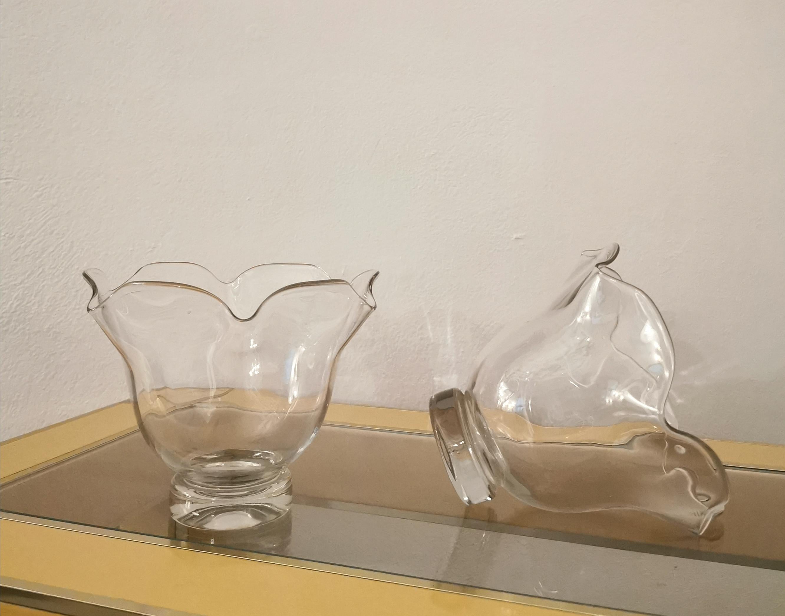 Verre brun Vases du milieu du siècle en verre soufflé de Murano Maestri Muranesi Italie 1950 Ensemble de 2 en vente