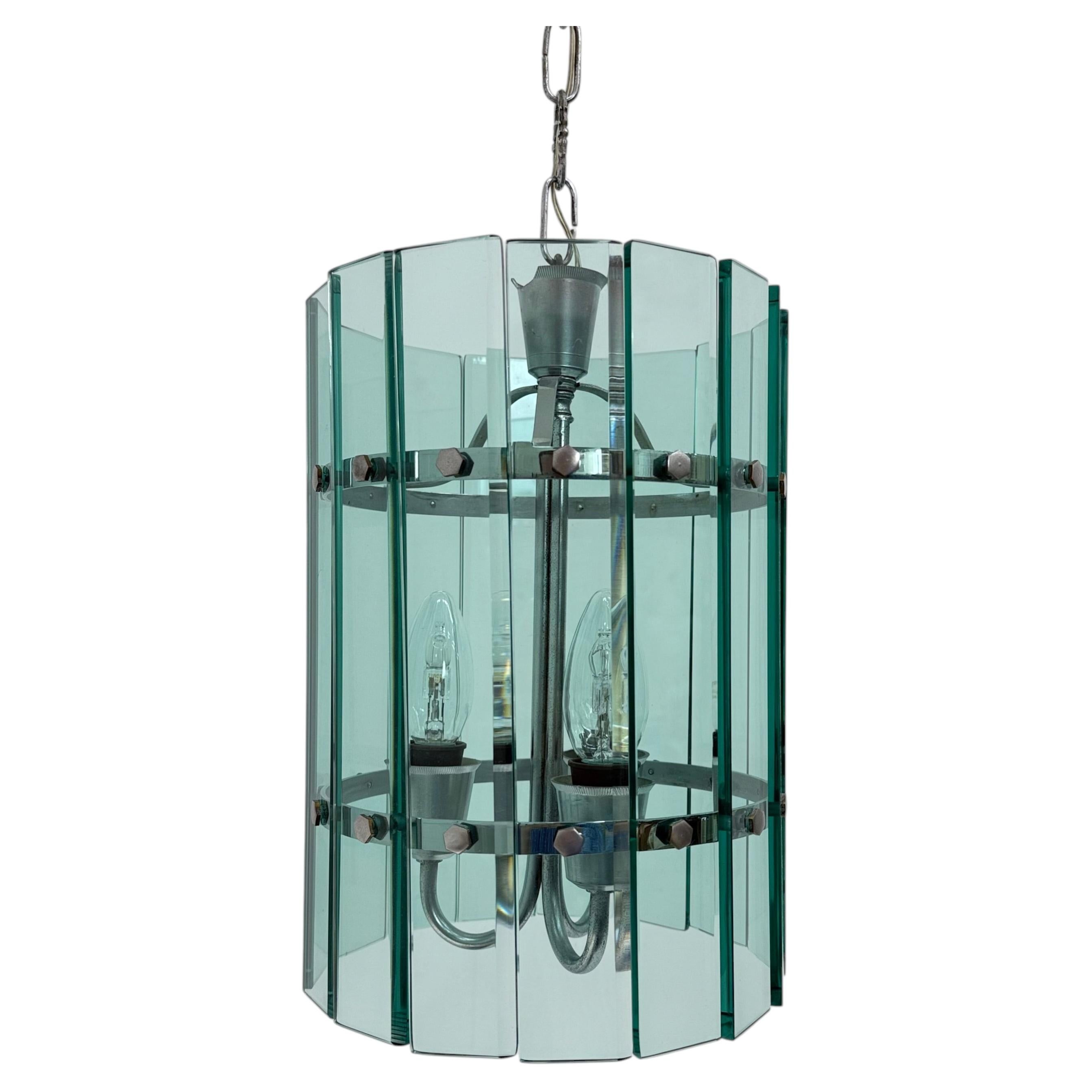 Mid-century Veca glass pendant lamp , 1970s , Italy
