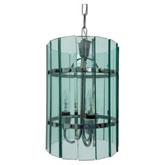 Mid-century Veca glass pendant lamp , 1970s , Italy