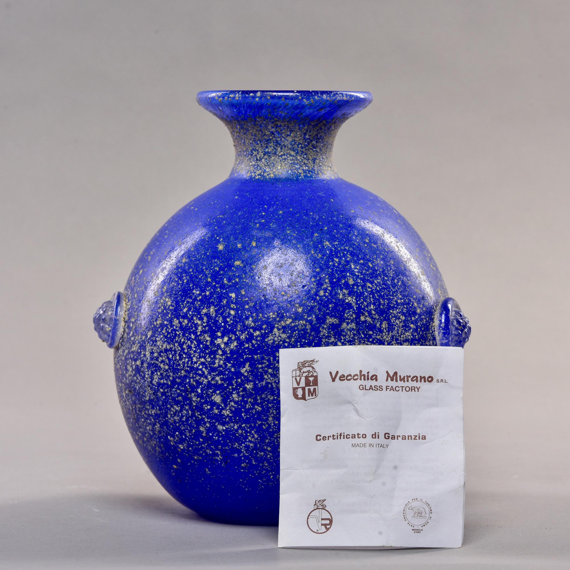 Mid Century Vecchia Blau Scavo Stil Murano Glas Vase (Moderne der Mitte des Jahrhunderts) im Angebot