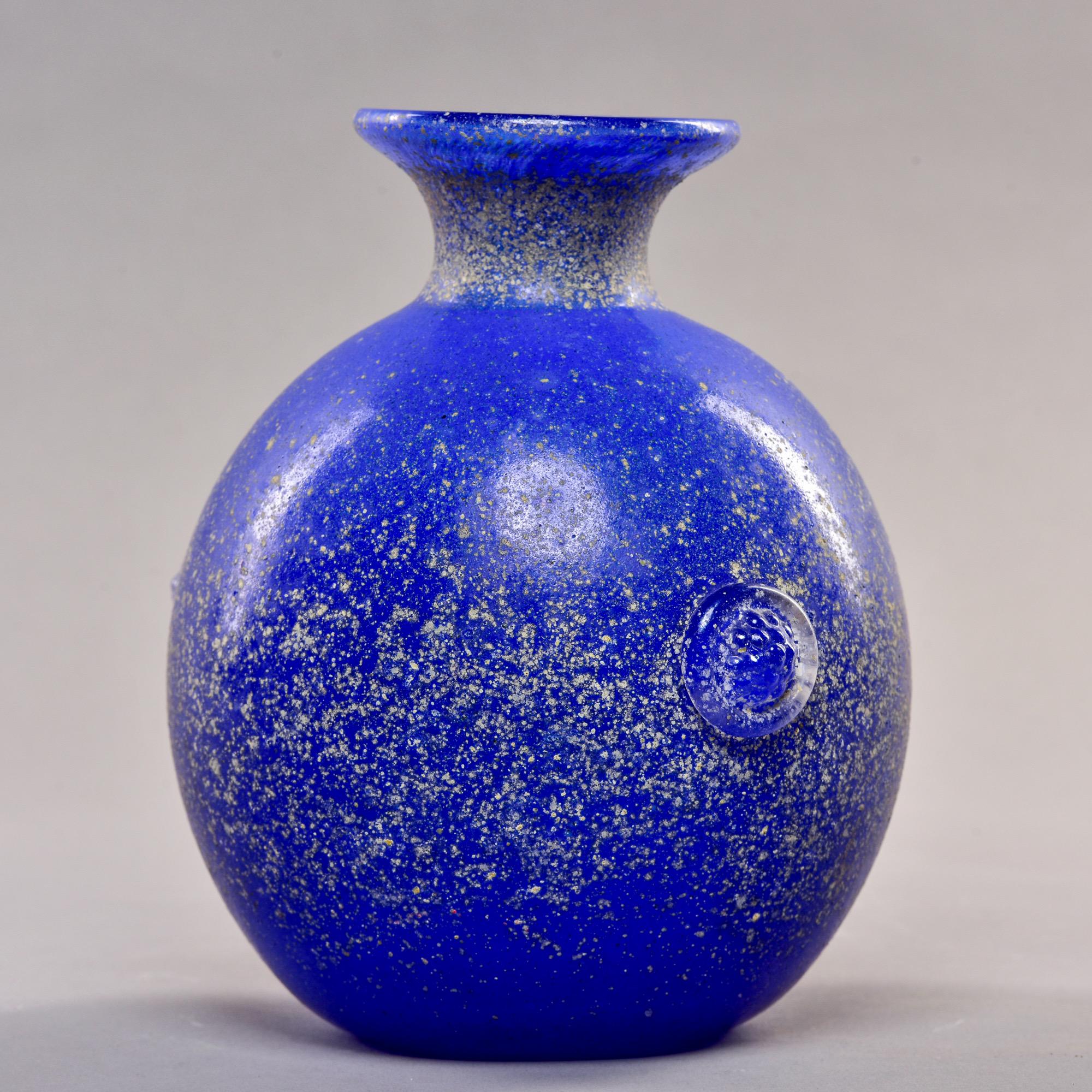 Mid Century Vecchia Blau Scavo Stil Murano Glas Vase im Zustand „Gut“ im Angebot in Troy, MI