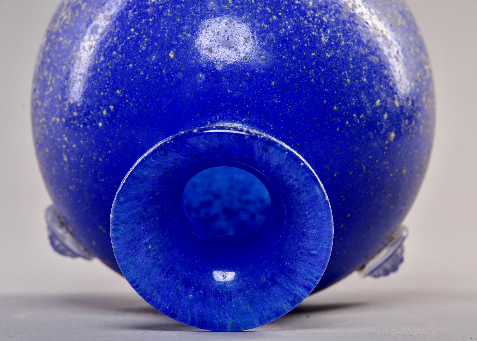 Mid Century Vecchia Blau Scavo Stil Murano Glas Vase im Angebot 2