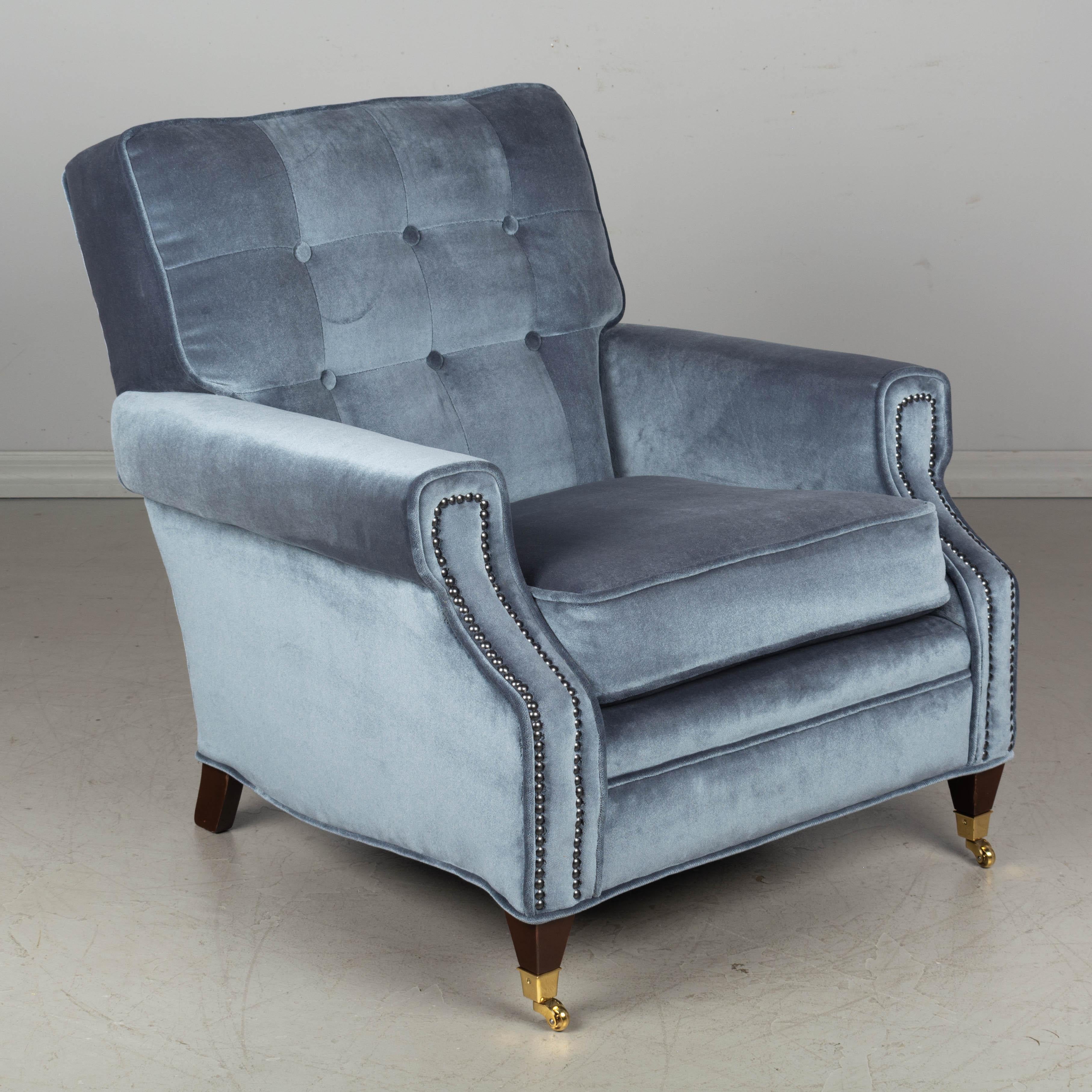 Mid-Century Modern Mid Century Velvet Club Chair & Ottoman For Sale