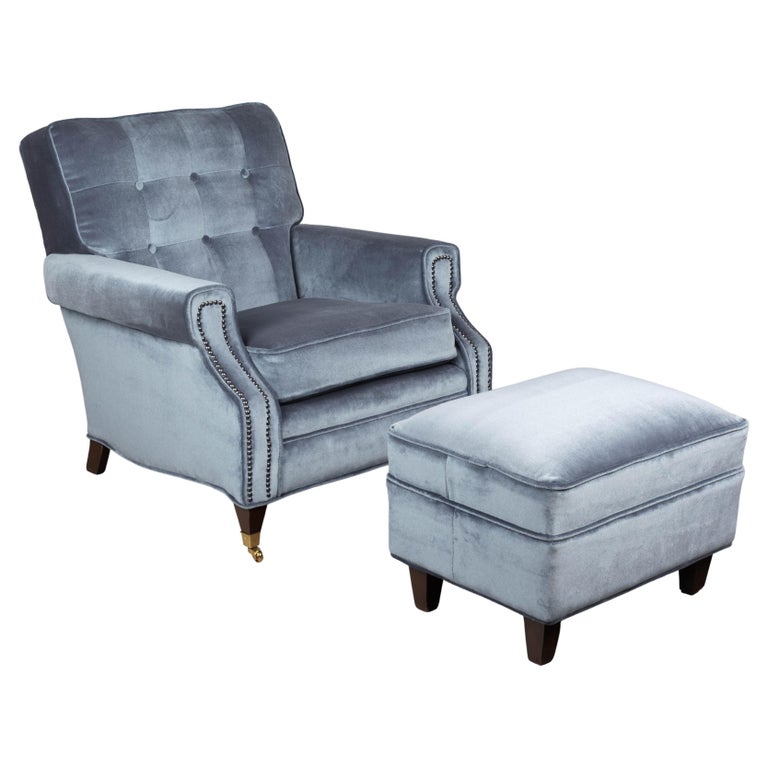 Mid Century Velvet Club Chair and Ottoman For Sale at 1stDibs velvet