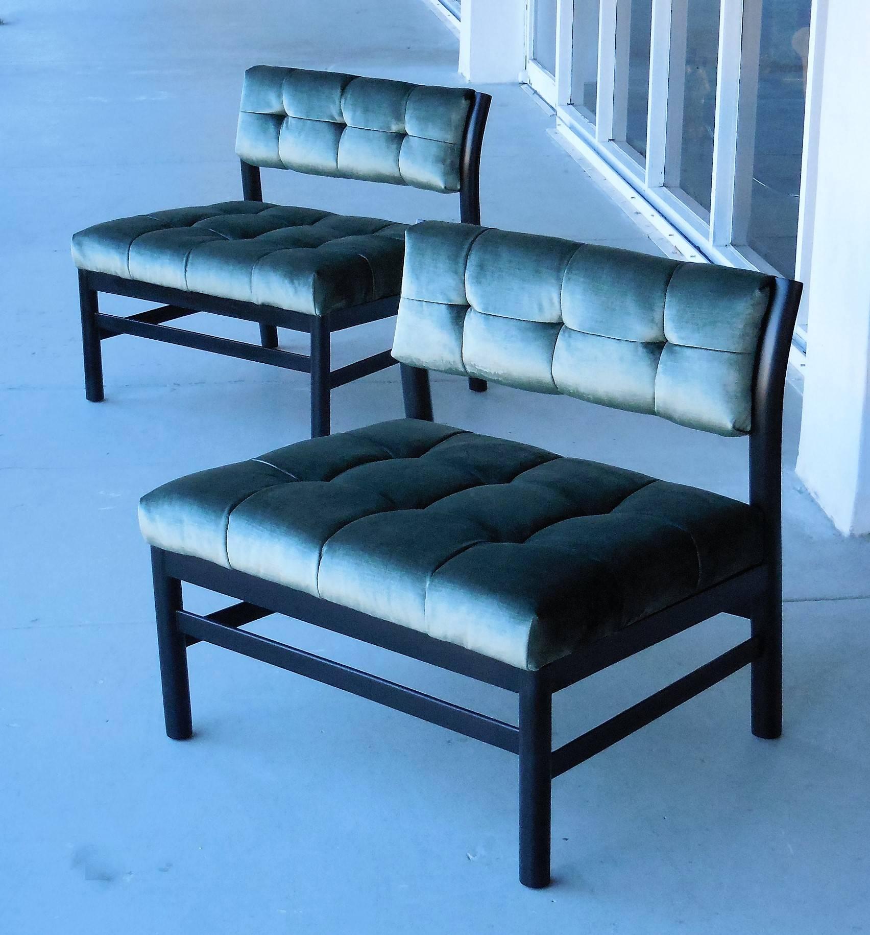 American Midcentury Velvet Slipper Chairs by Harvey Probber