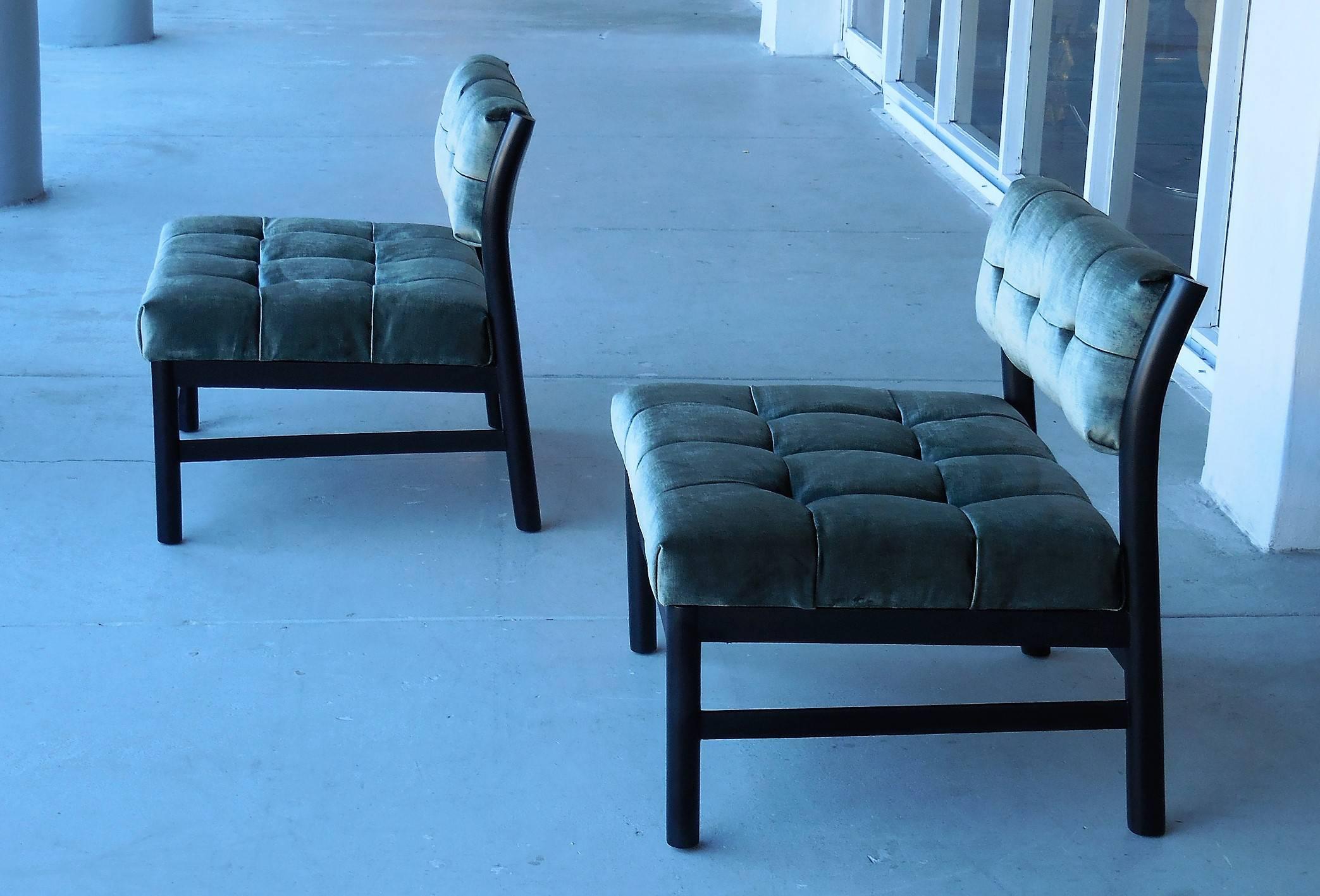 Midcentury Velvet Slipper Chairs by Harvey Probber In Excellent Condition In Miami, FL