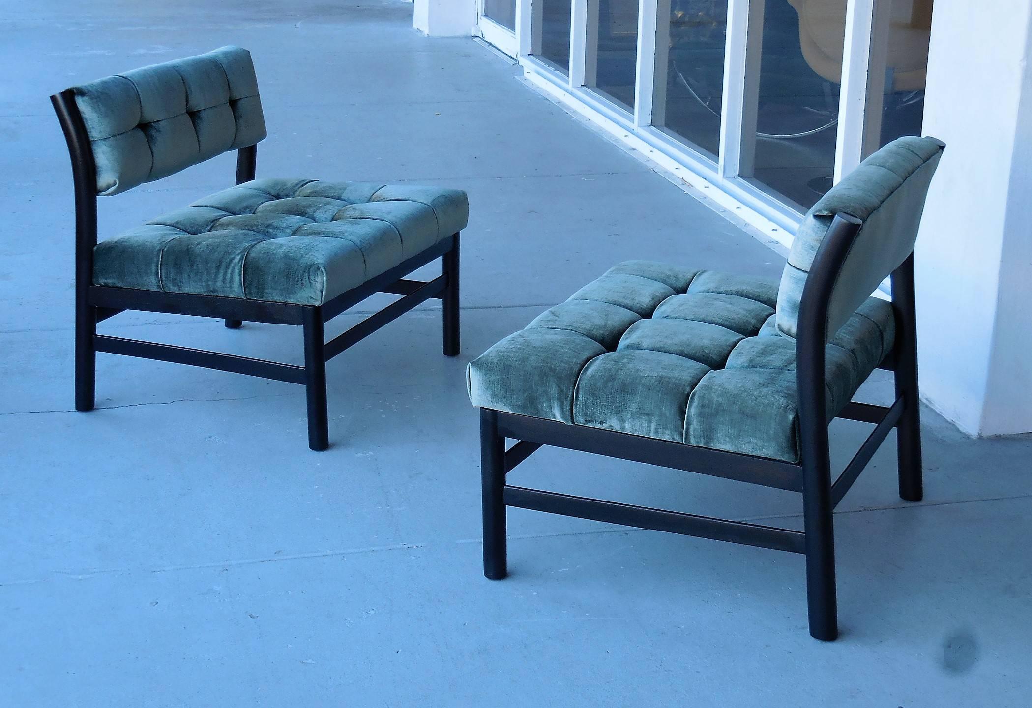 Mid-20th Century Midcentury Velvet Slipper Chairs by Harvey Probber
