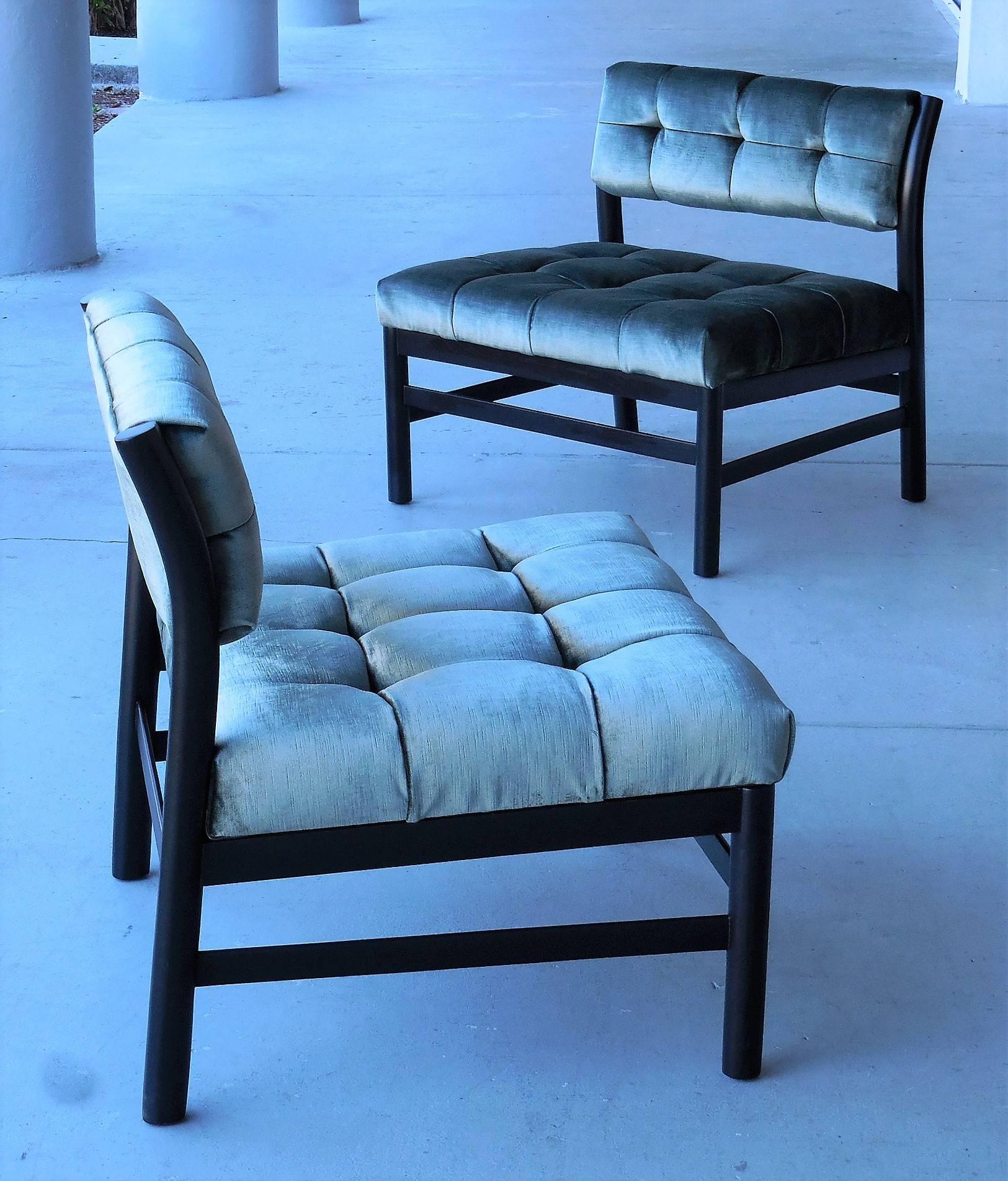 Midcentury Velvet Slipper Chairs by Harvey Probber 1