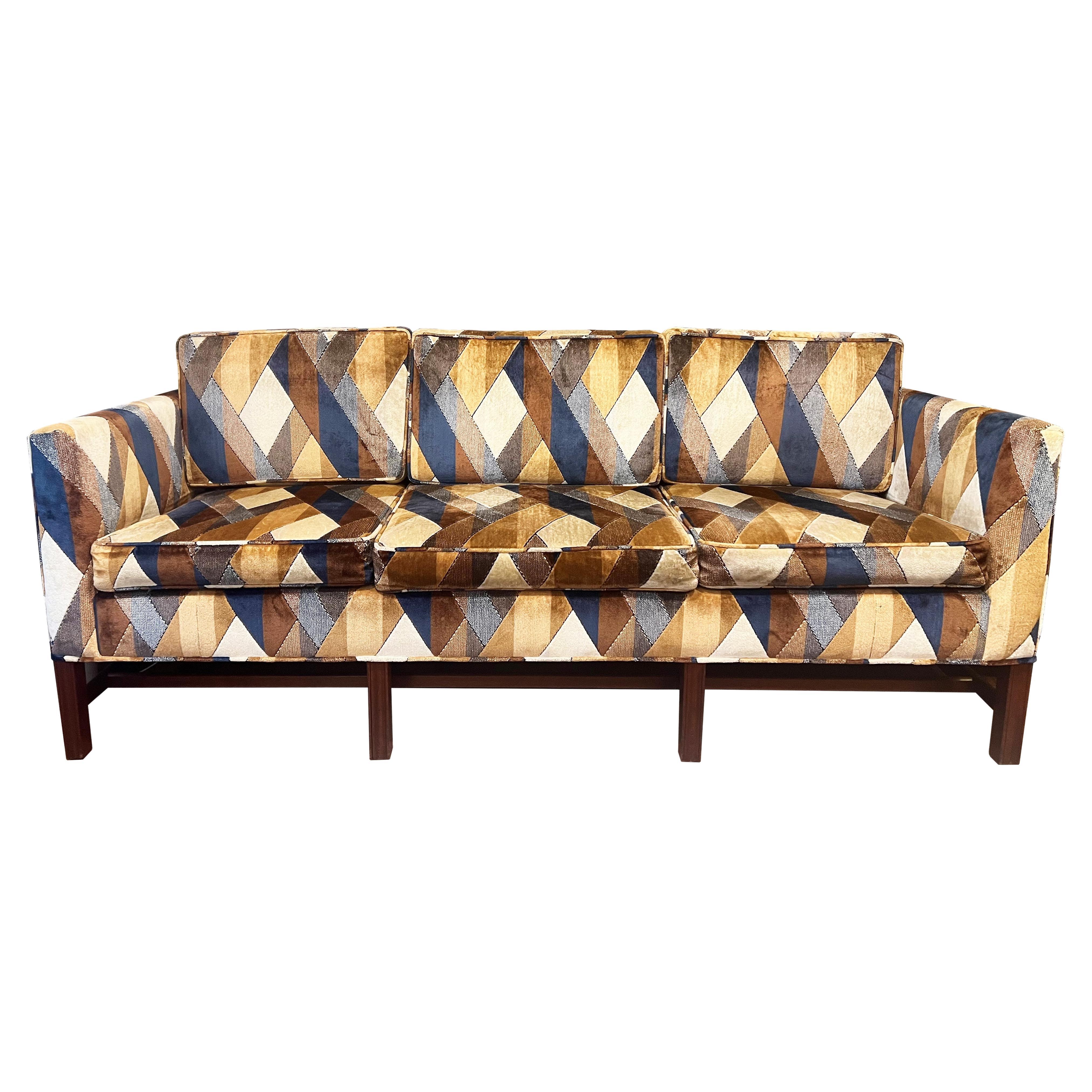 Mid Century Velvet Sofa For Sale