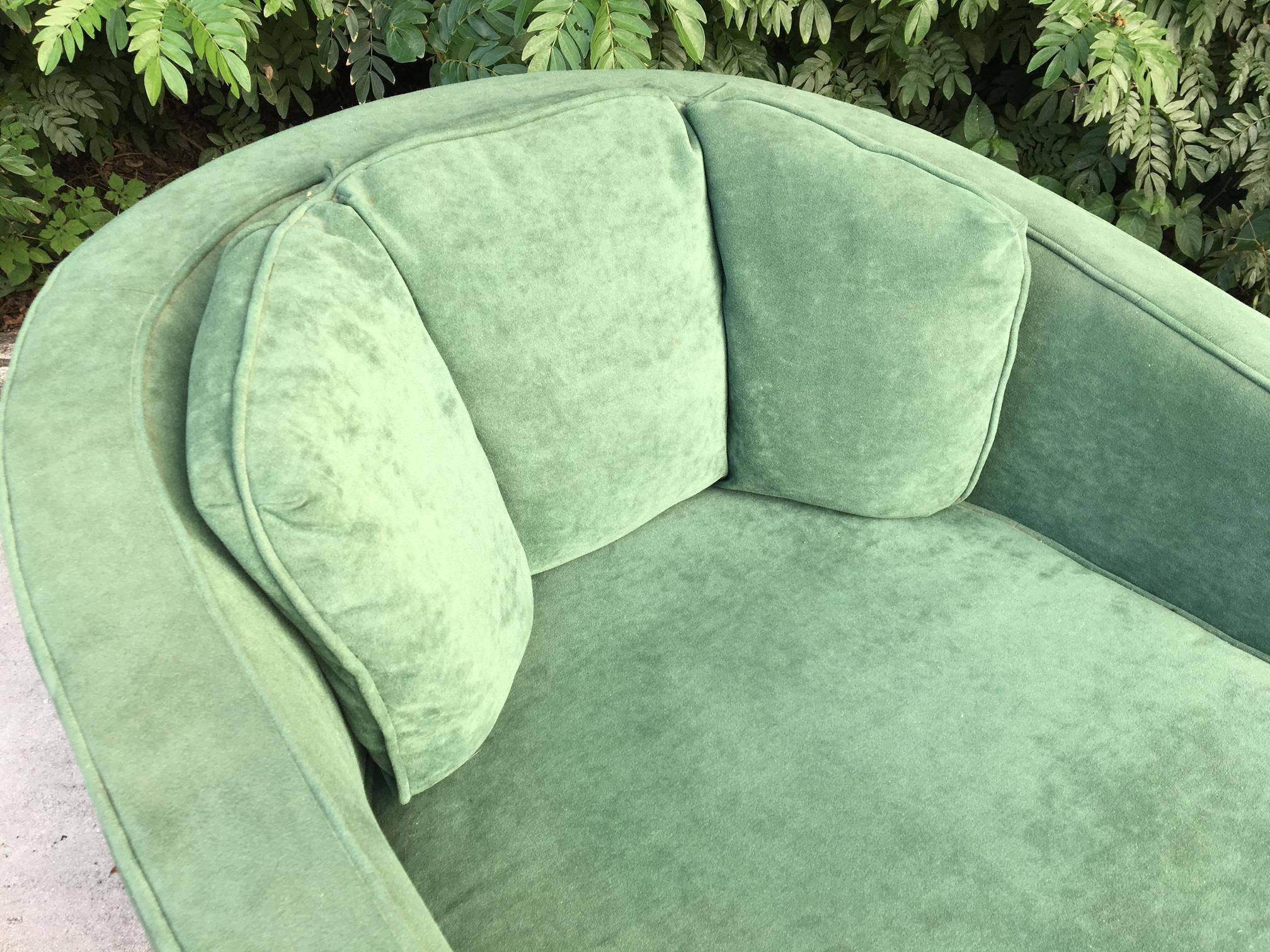 Midcentury Velvet Swivel Club Chairs by Kaylyn In Excellent Condition In Jacksonville, FL
