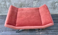 Mid Century Velvet Upholstered Bench With Chrome Base by Hastings Hall, Canada