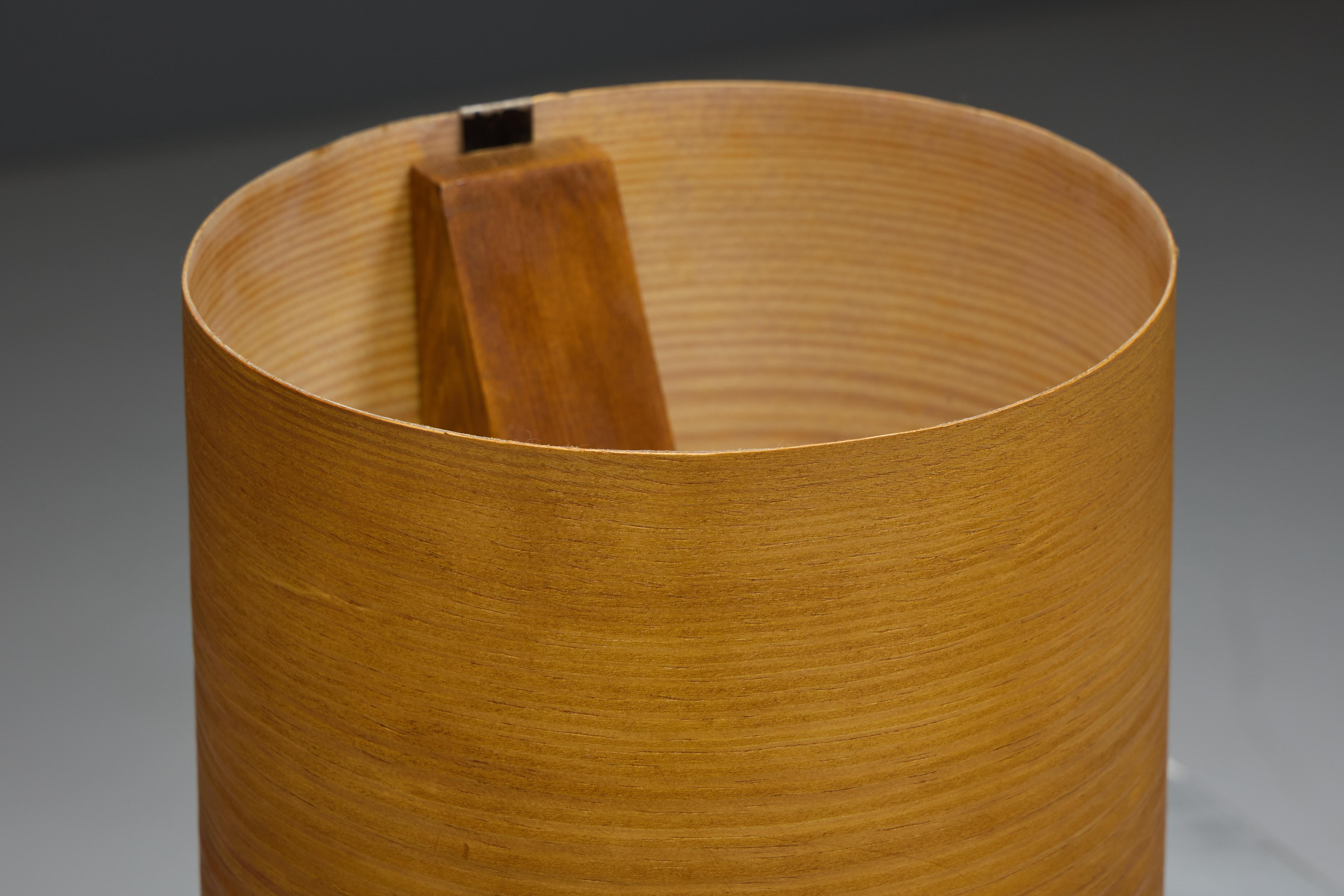 Lámpara de sobremesa de chapa de madera de mediados de siglo, Francia, años 60 en venta 1