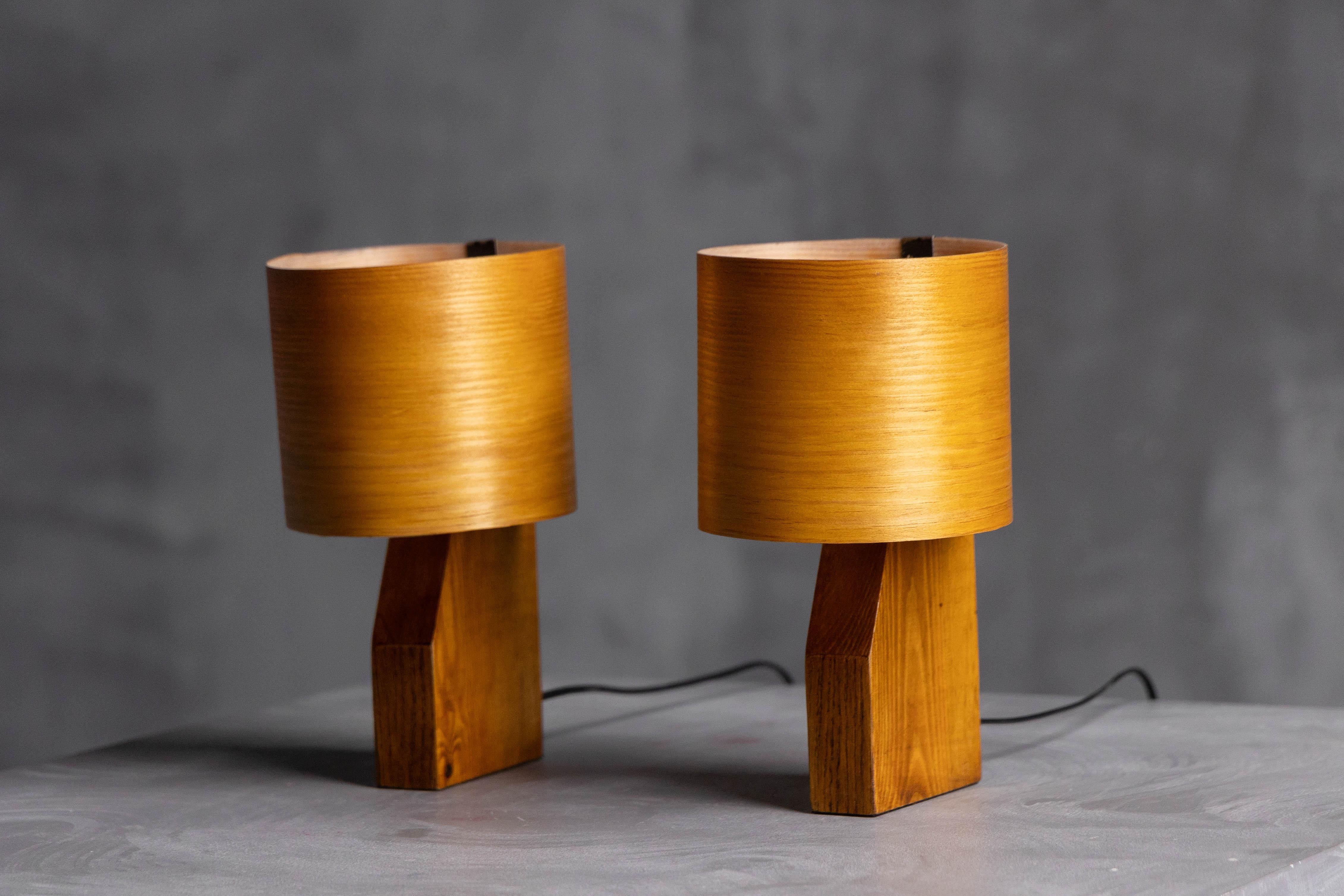 Lámparas de sobremesa de chapa de madera de mediados de siglo, Francia, años 60 Moderno de mediados de siglo en venta