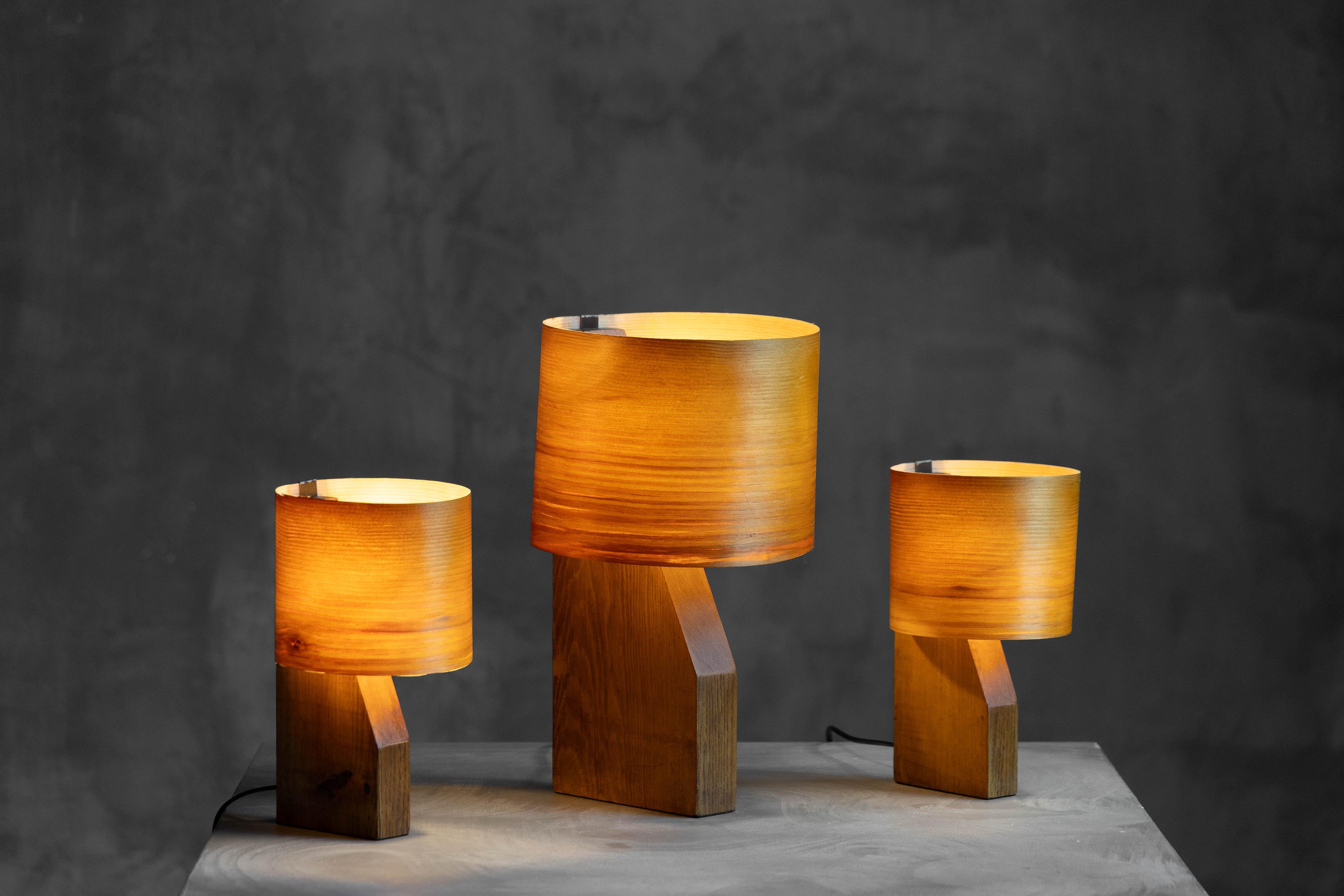 Lámparas de sobremesa de chapa de madera de mediados de siglo, Francia, años 60 mediados del siglo XX en venta