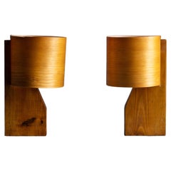 Mid-Century Veneer Table Lamps, France, 1960s