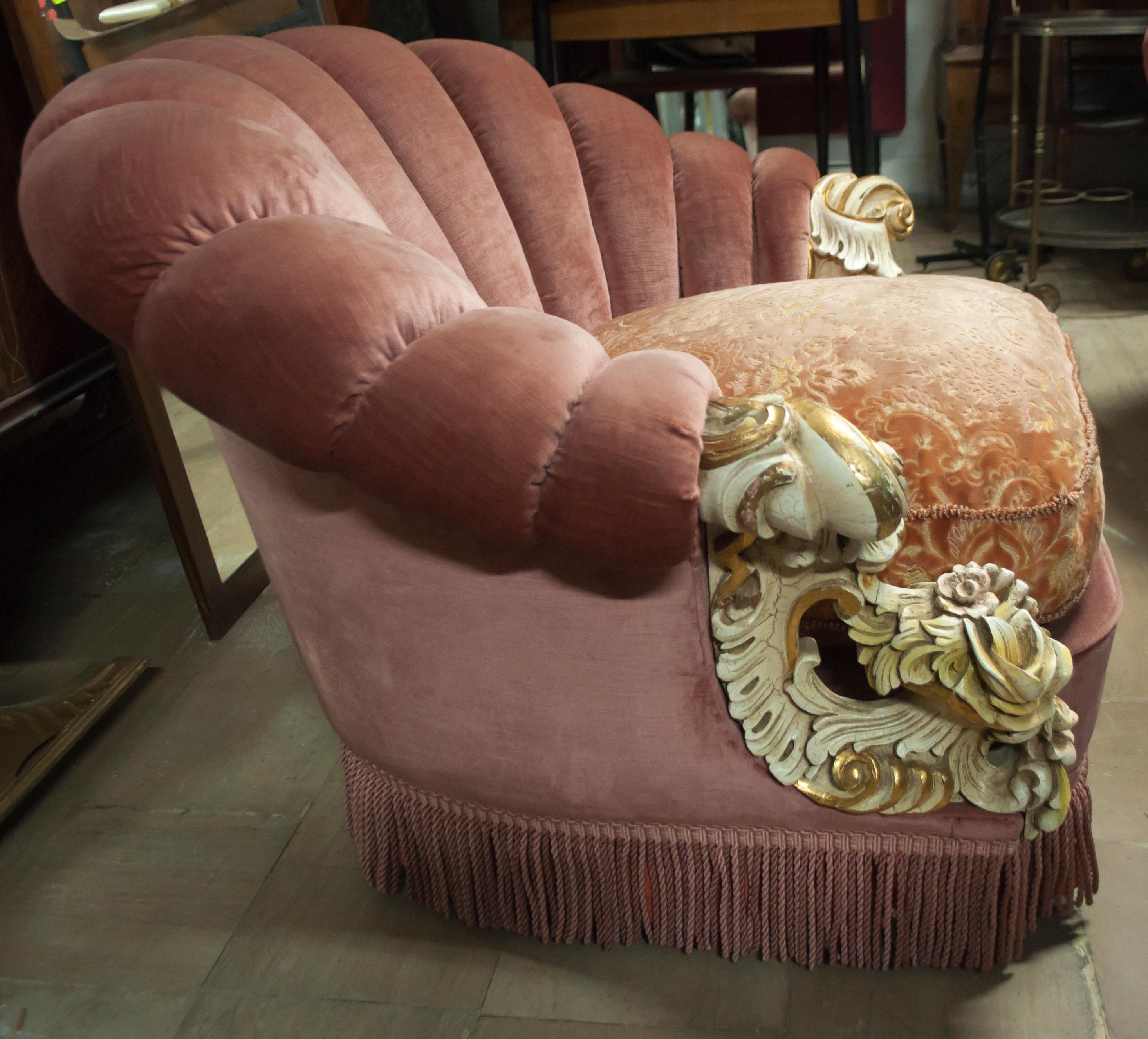 Venezianisches Sofa aus ausgefallenem Samt im Barockstil und zwei Sessel von Silik, 1960er Jahre im Angebot 6