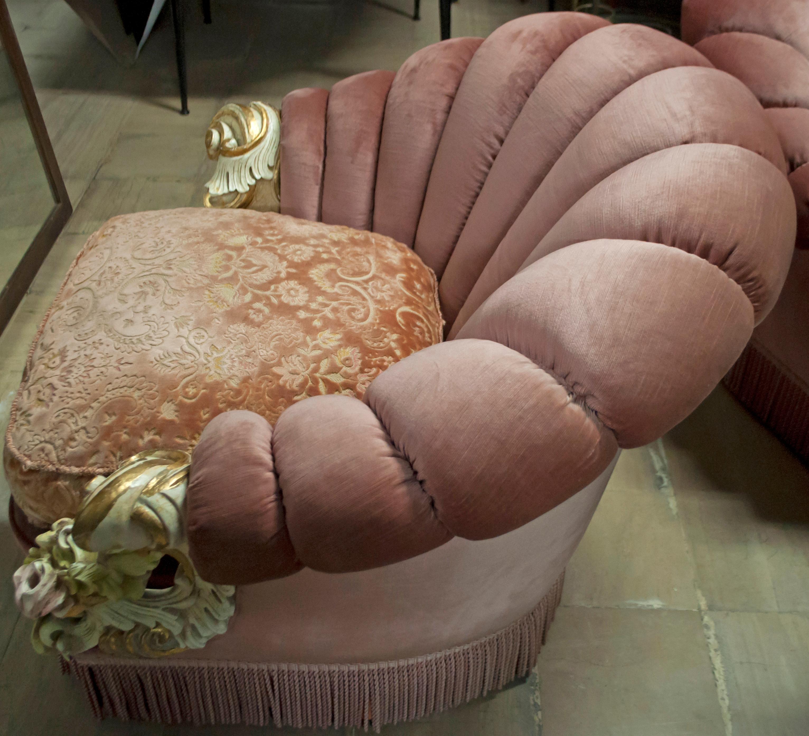 Venezianisches Sofa aus ausgefallenem Samt im Barockstil und zwei Sessel von Silik, 1960er Jahre im Angebot 7