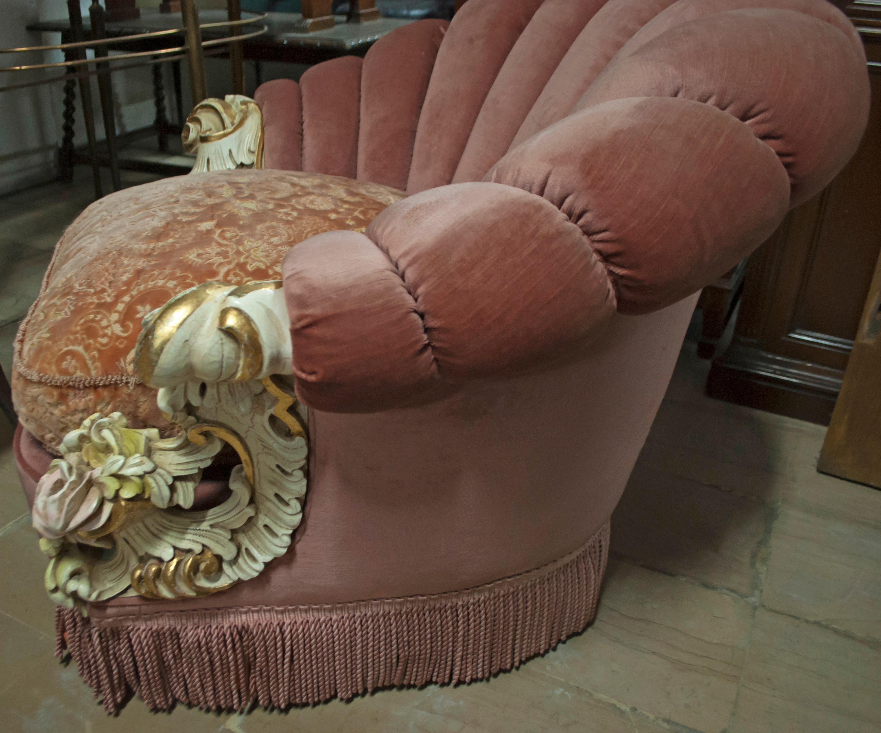 Venezianisches Sofa aus ausgefallenem Samt im Barockstil und zwei Sessel von Silik, 1960er Jahre im Angebot 10